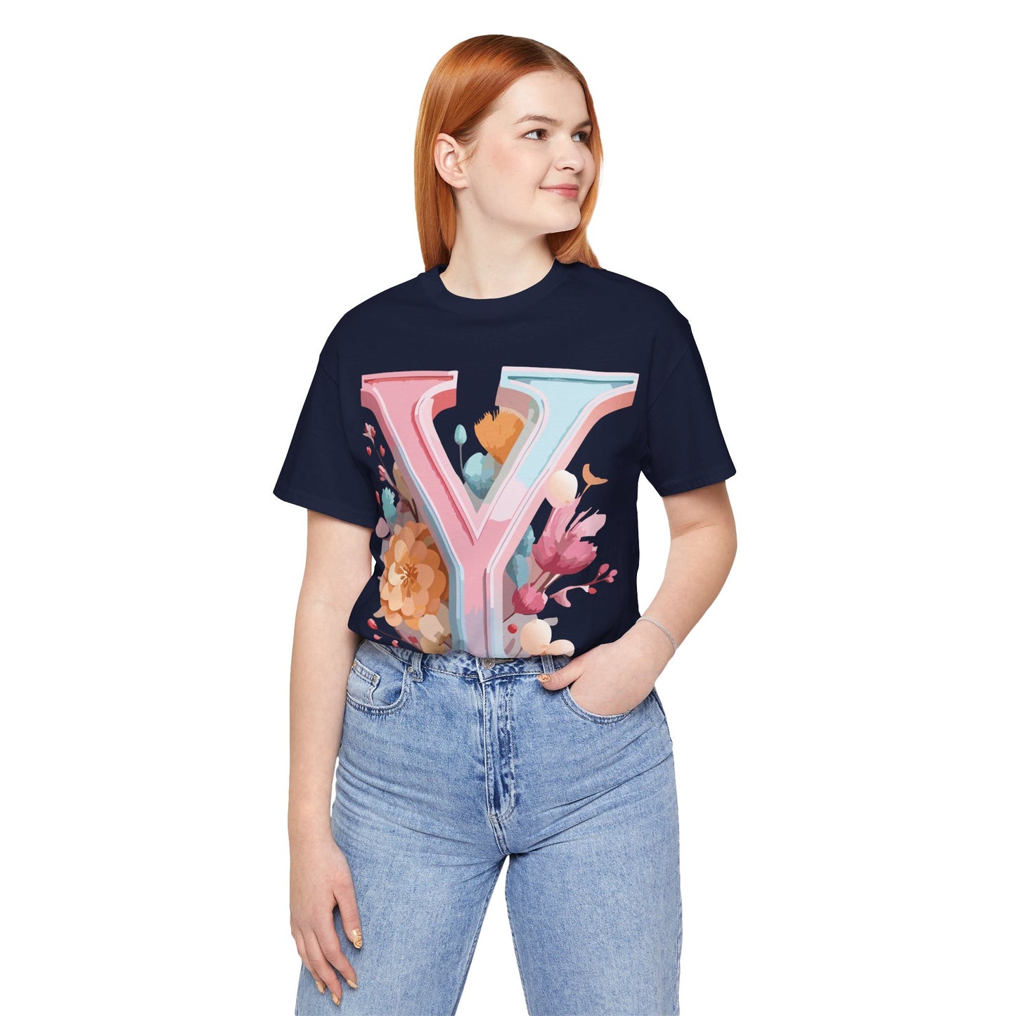 Natural Cotton Tee Shirt - Letters Collection - Y Printify