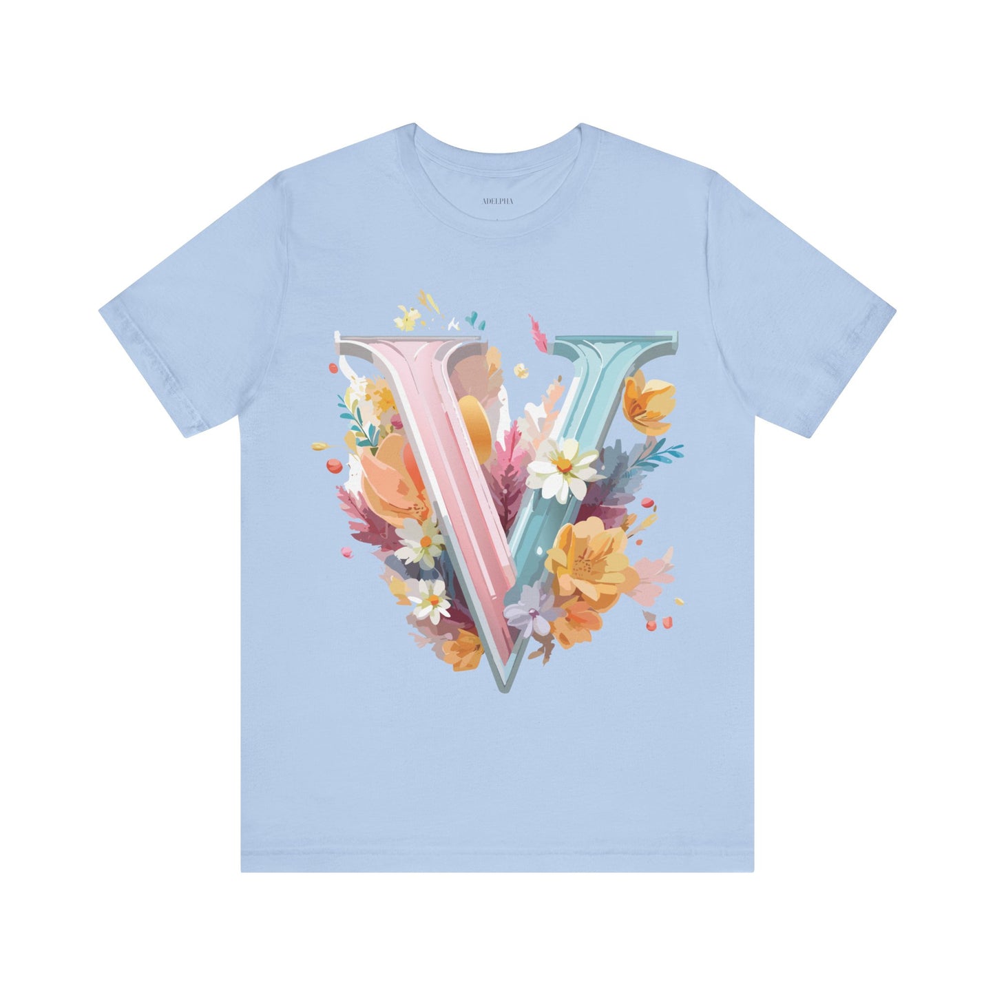 Natural Cotton Tee Shirt - Letters Collection - V Printify