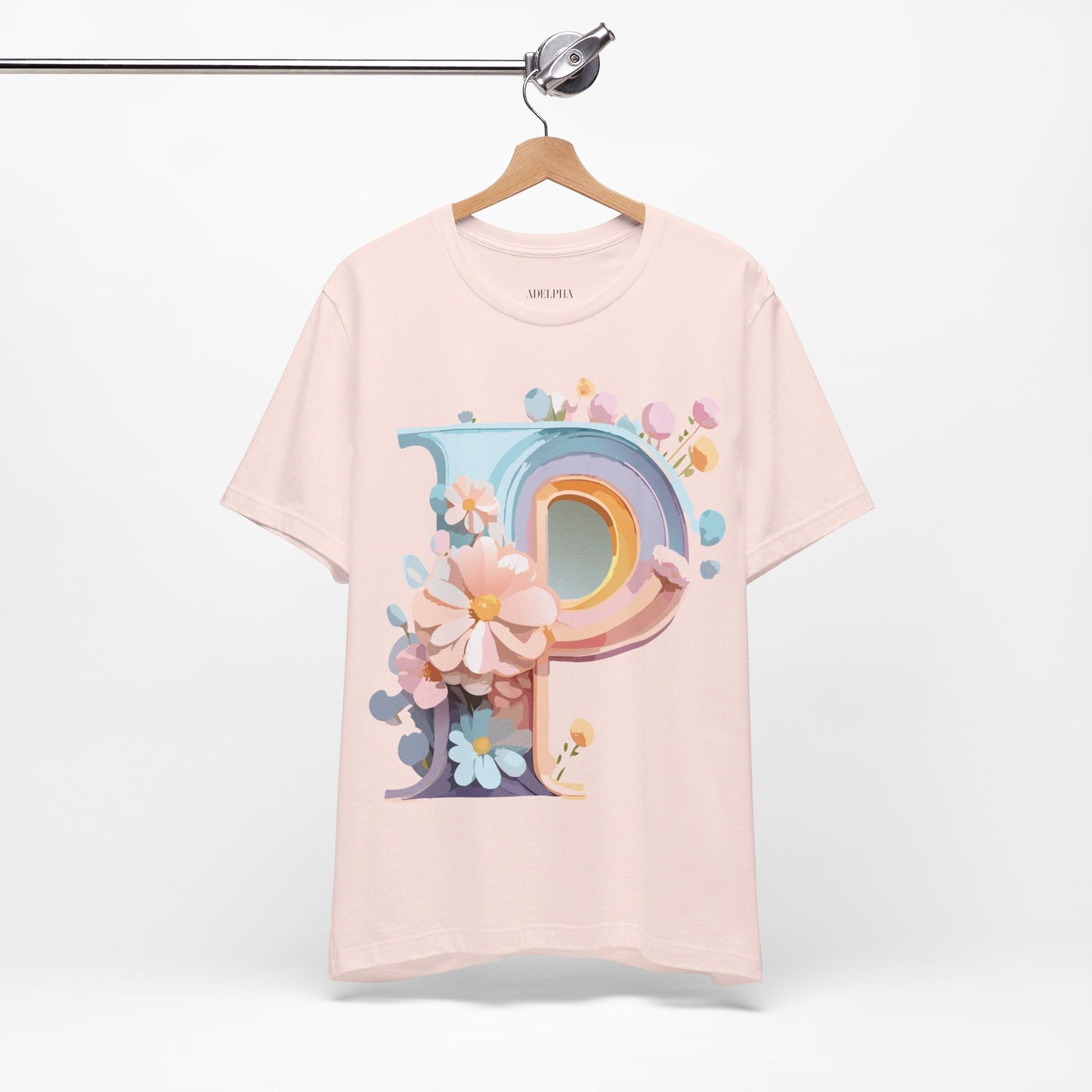 Natural Cotton Tee Shirt - Letters Collection - P Printify