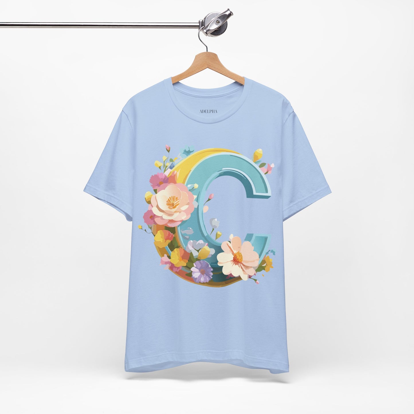 Natural Cotton Tee Shirt - Letters Collection - C Printify