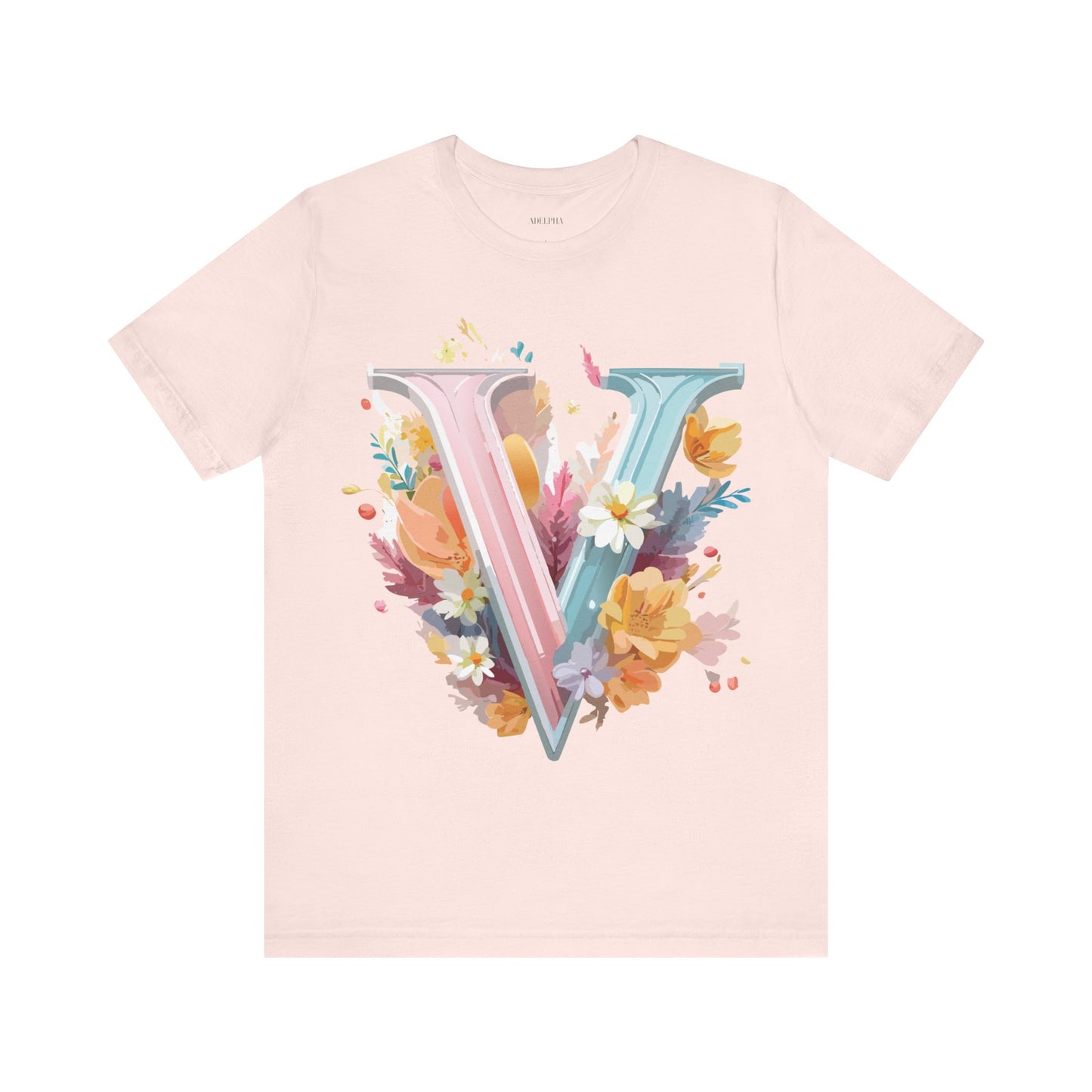 Natural Cotton Tee Shirt - Letters Collection - V Printify