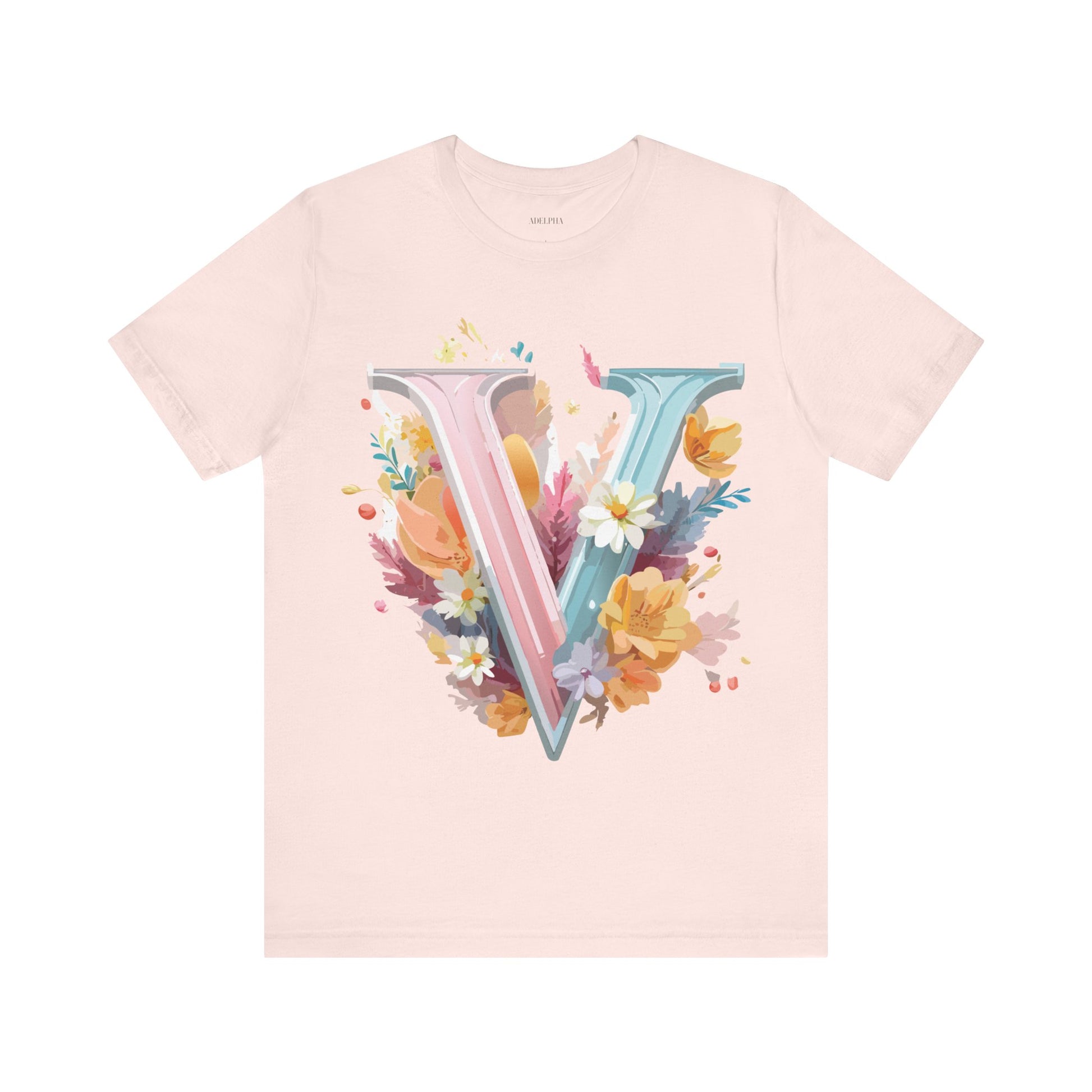 Natural Cotton Tee Shirt - Letters Collection - V Printify