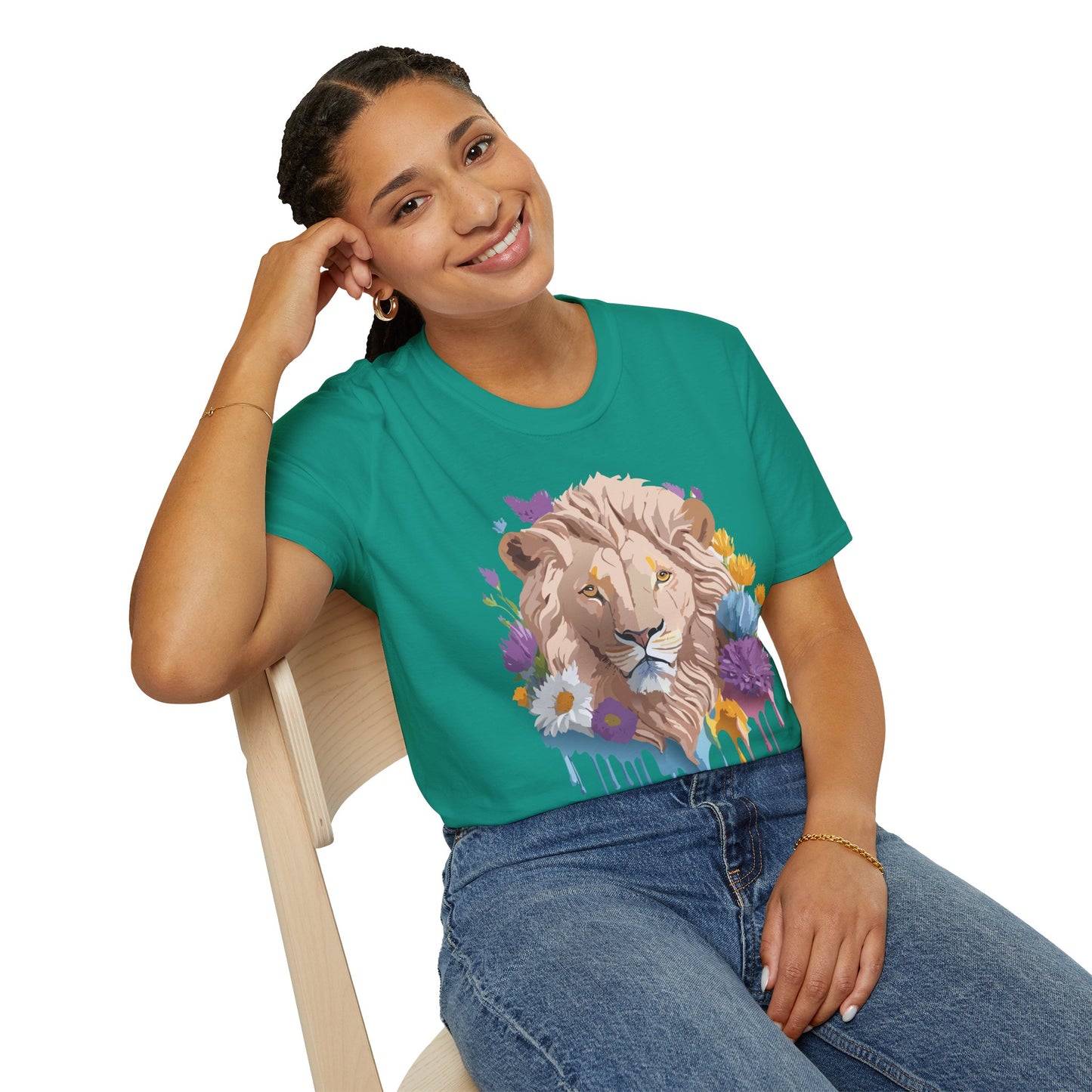 Lion Shirt, Shirt with Lion, Floral Lion Tee, Shirt with Animals