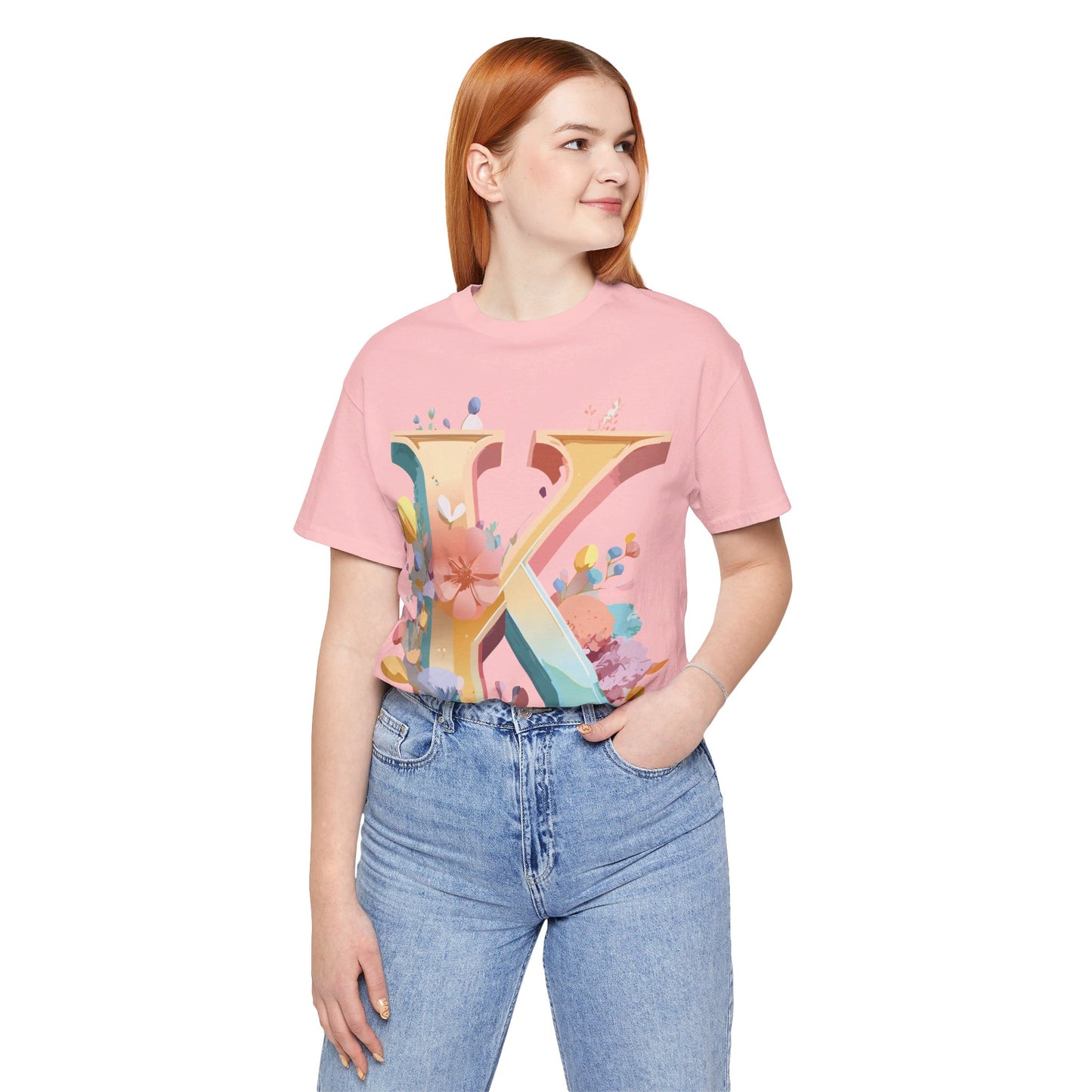 Natural Cotton Tee Shirt - Letters Collection - K Printify