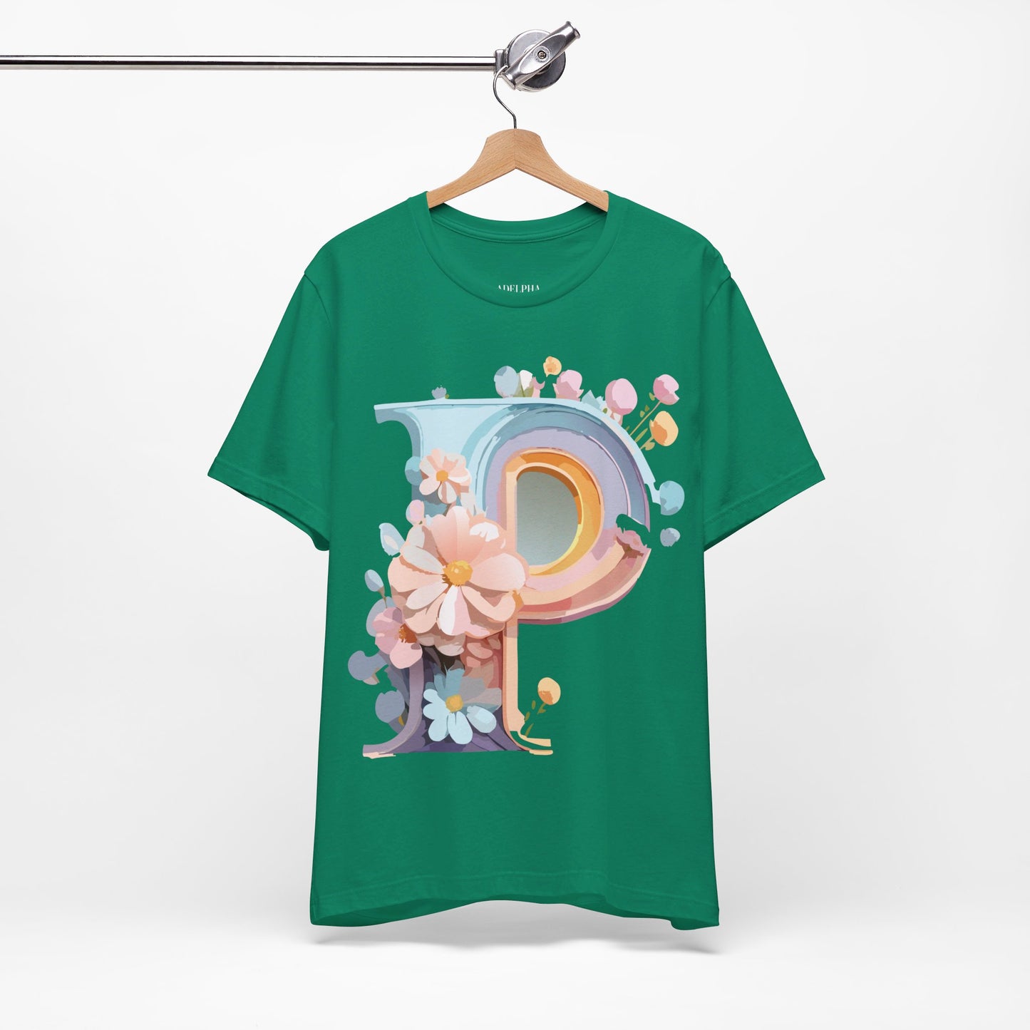 Natural Cotton Tee Shirt - Letters Collection - P Printify
