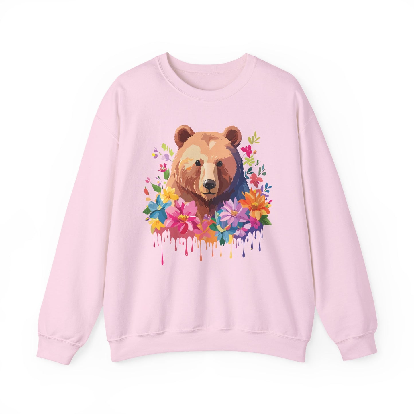 Unisex Floral Bear Sweatshirt, Animals Sweatshirt, Floral Sweatshirt, Art Design Sweatshirt