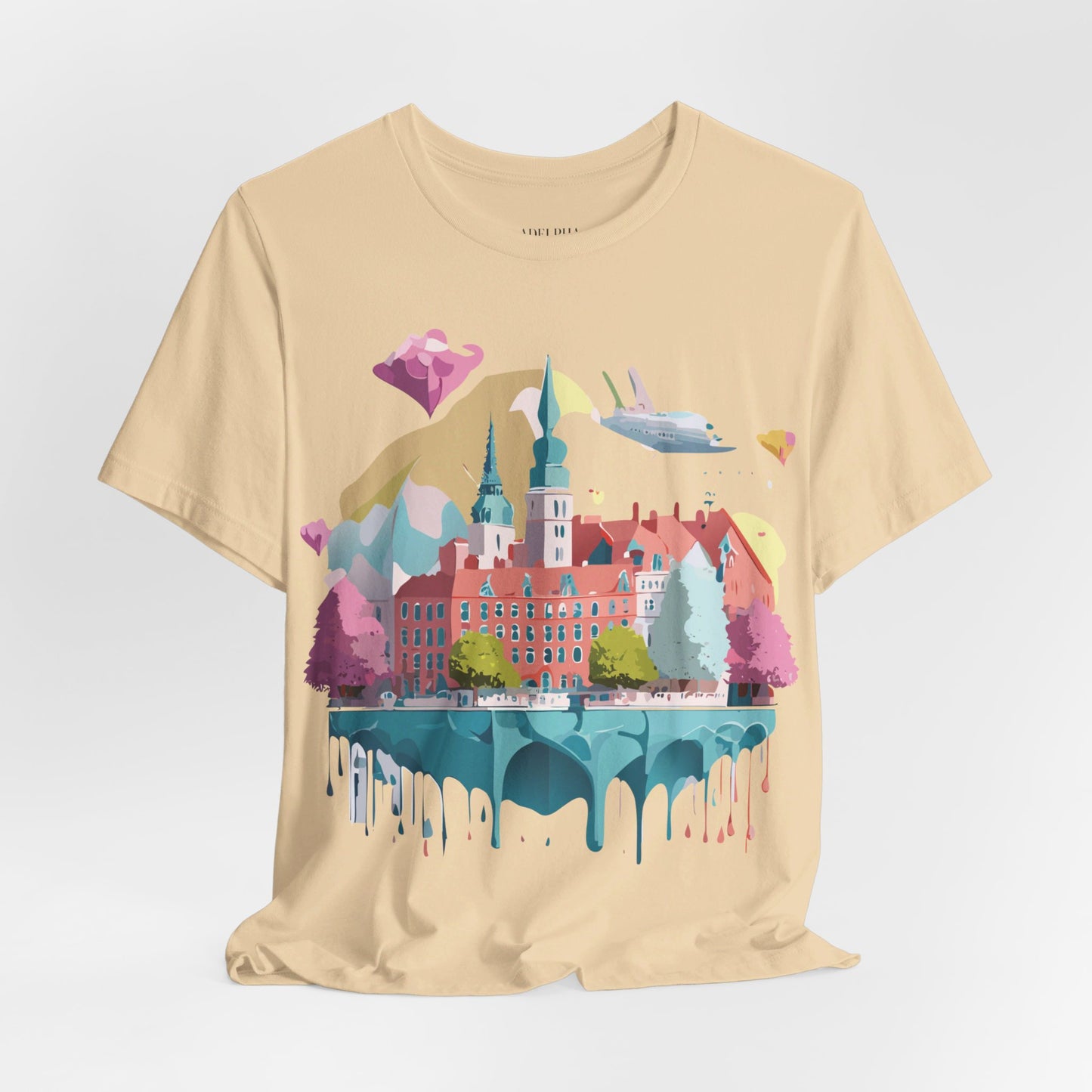 Natural Cotton Tee Shirt - Beautiful Places Collection - Warnemünde and Rostock - Germany Printify