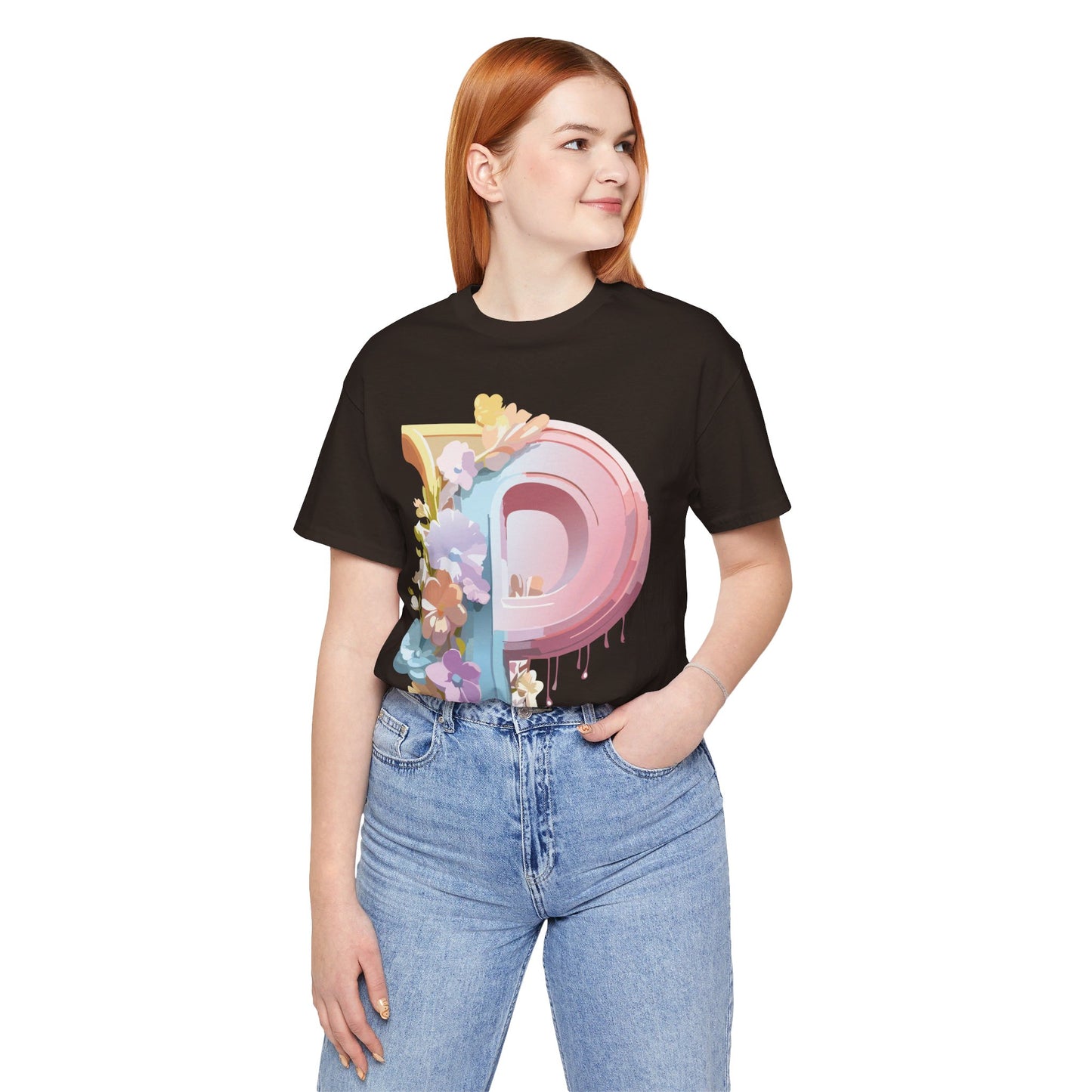 Natural Cotton Tee Shirt - Letters Collection - P Printify