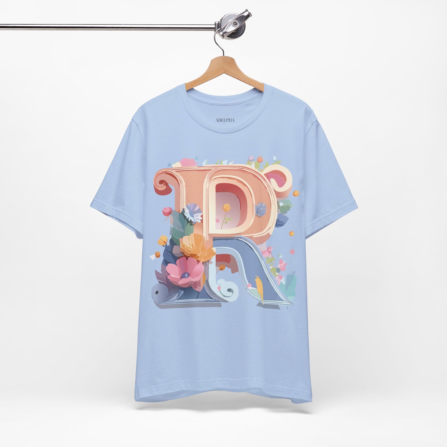 Natural Cotton Tee Shirt - Letters Collection - R Printify
