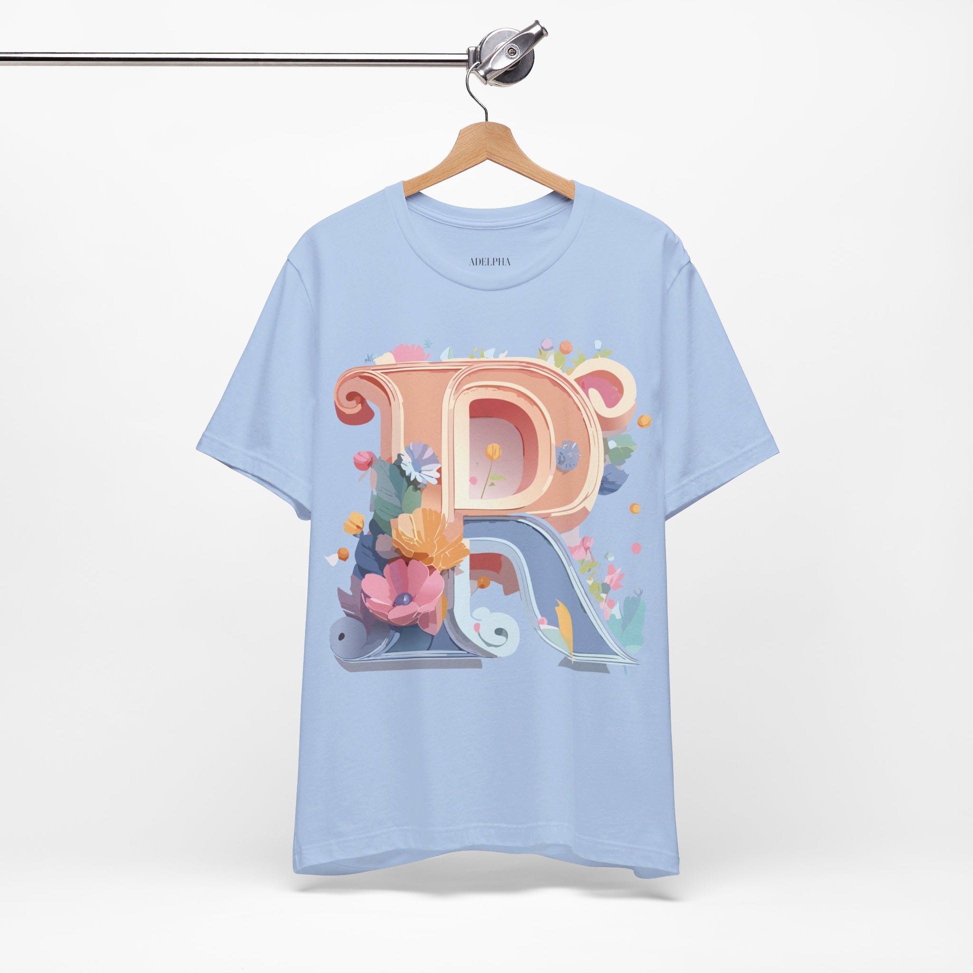 Natural Cotton Tee Shirt - Letters Collection - R Printify