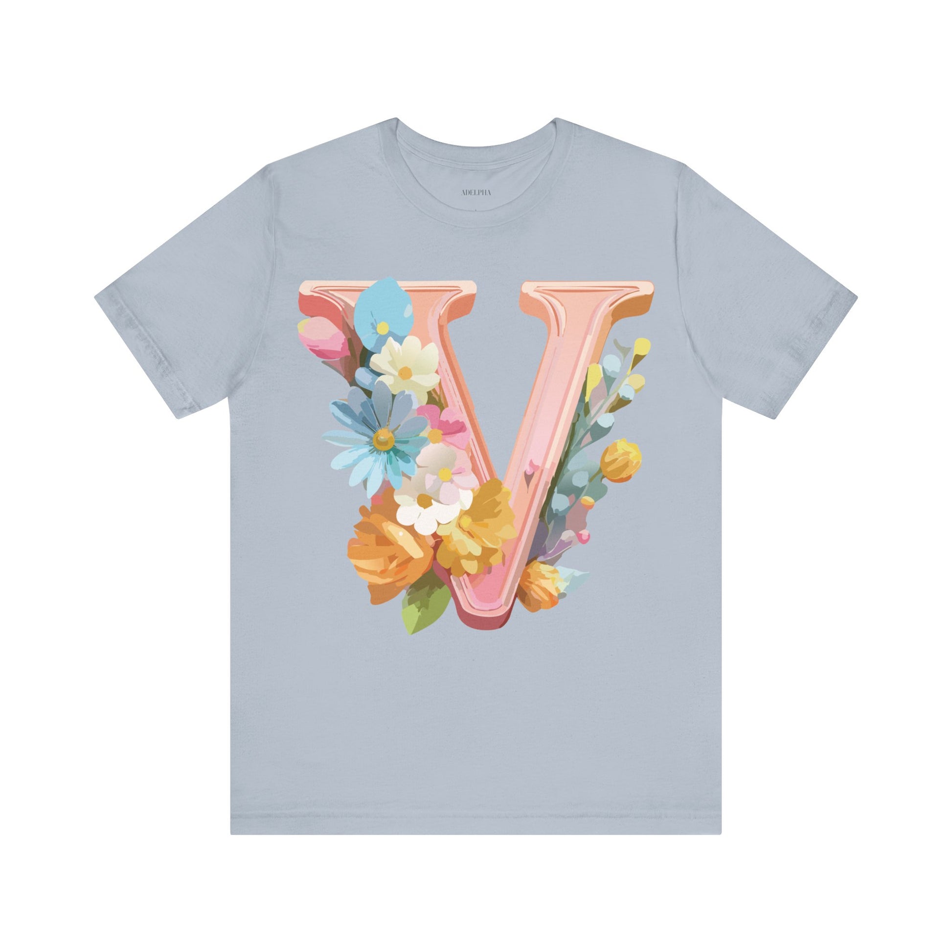 Natural Cotton Tee Shirt - Letters Collection - V Printify