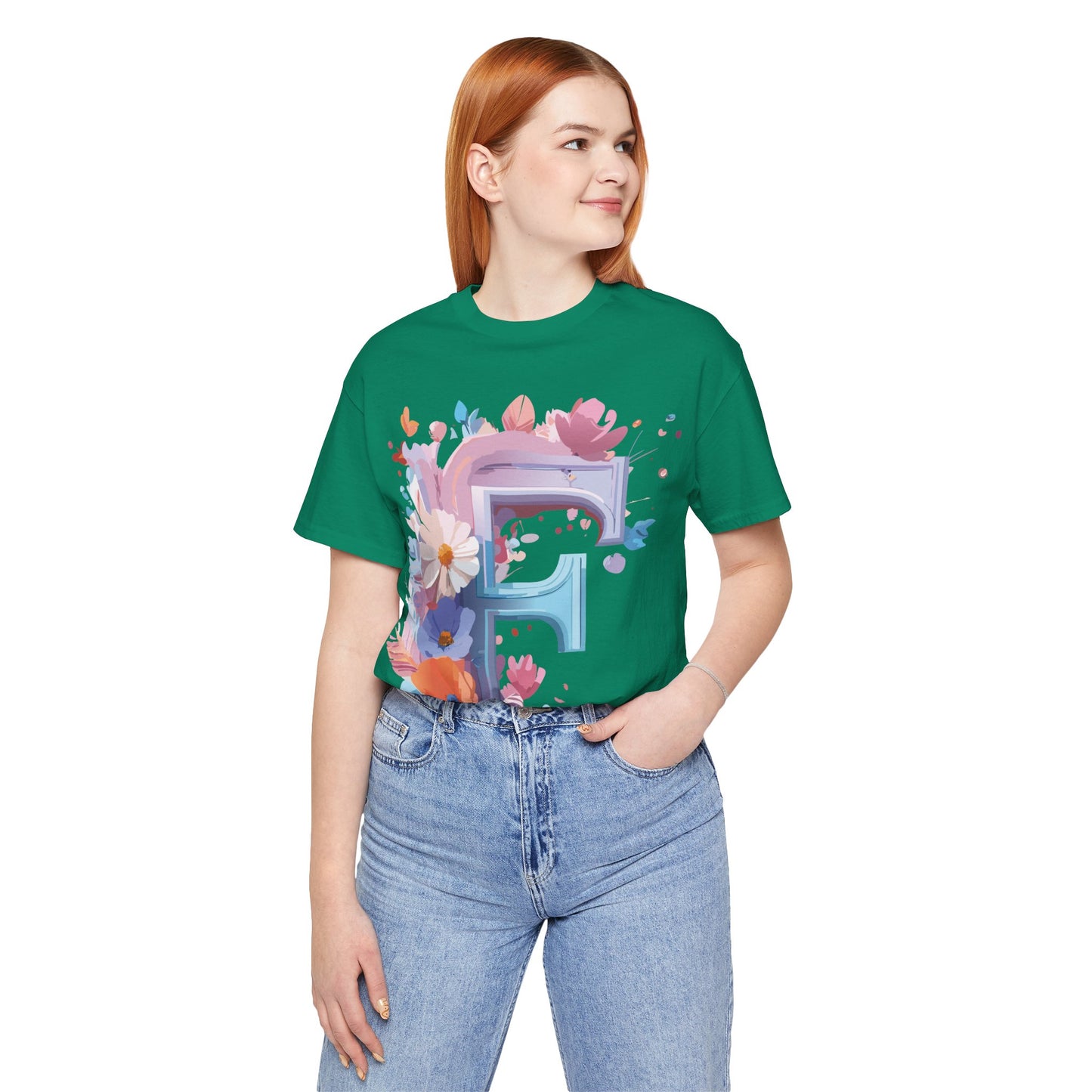 Natural Cotton Tee Shirt - Letters Collection - F Printify