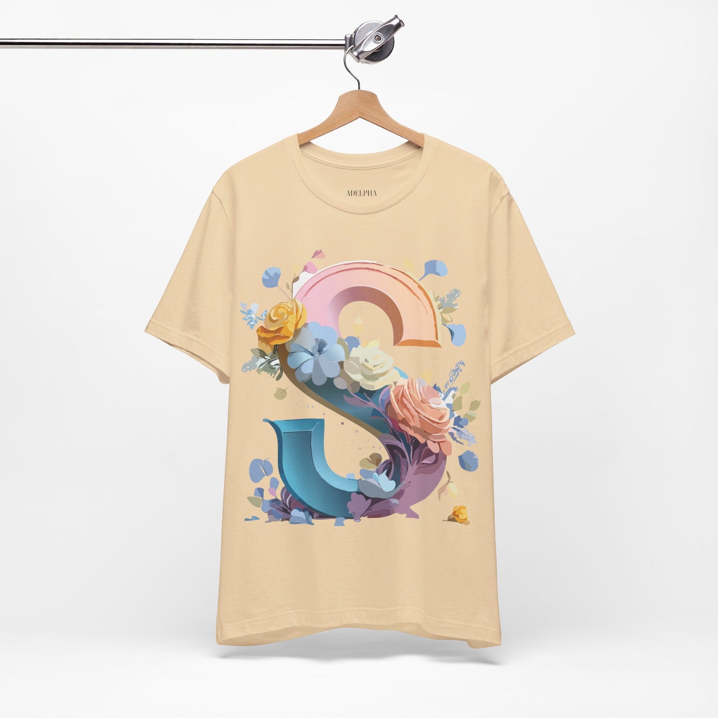 Natural Cotton Tee Shirt - Letters Collection - S Printify