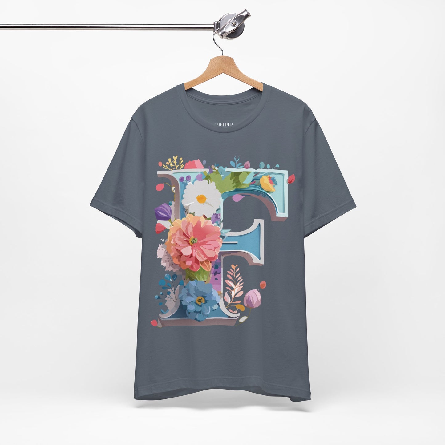 Natural Cotton Tee Shirt - Letters Collection - F Printify