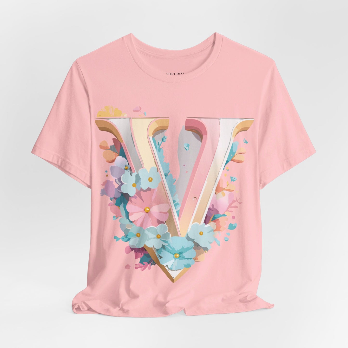 Natural Cotton Tee Shirt - Letters Collection - V Printify