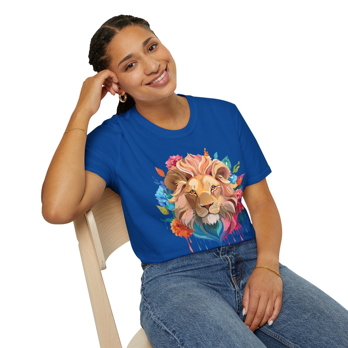 Lion Shirt, Shirt with Lion, Floral Lion Tee, Shirt with Animals
