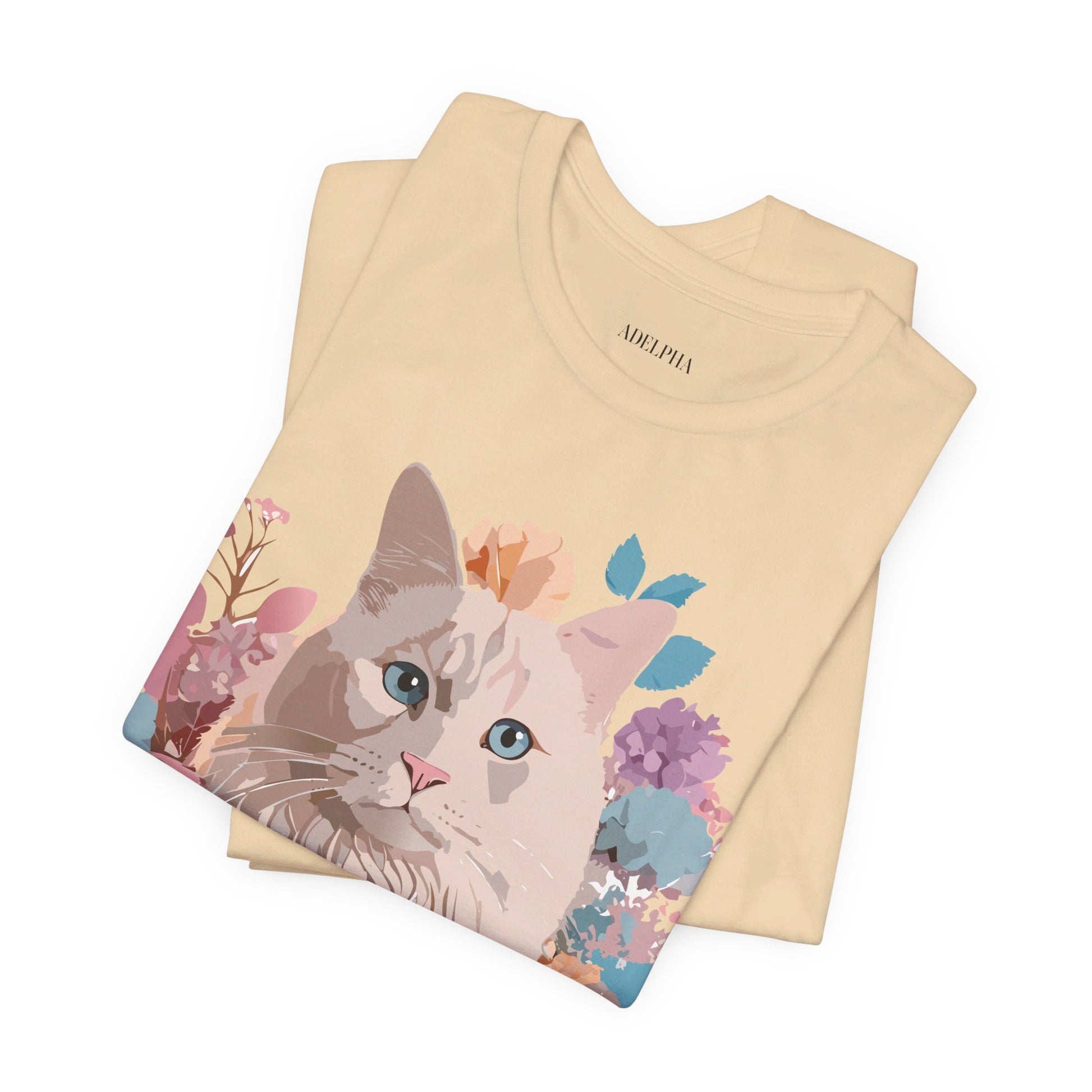 Natural Cotton Tee Shirt with Cat Printify