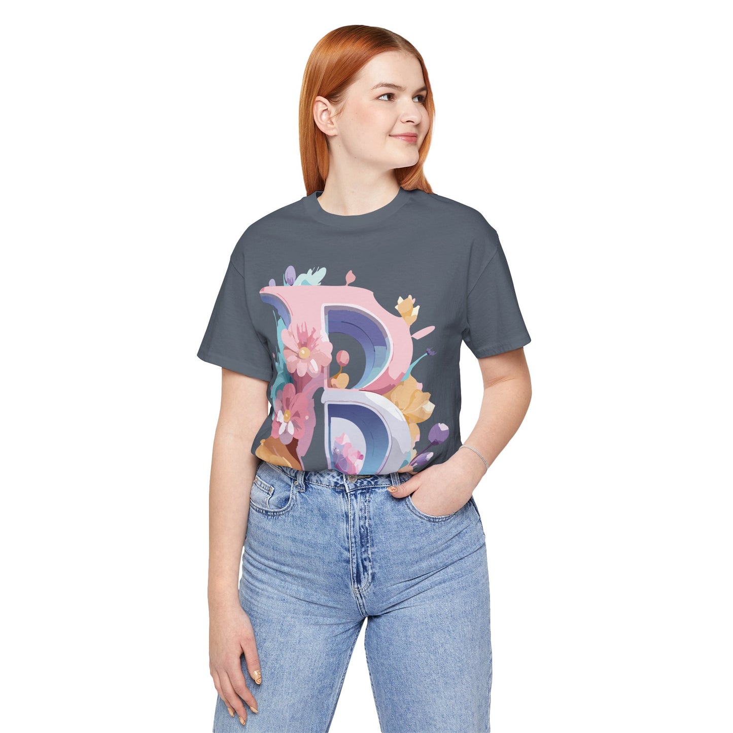 Natural Cotton Tee Shirt - Letters Collection - B Printify