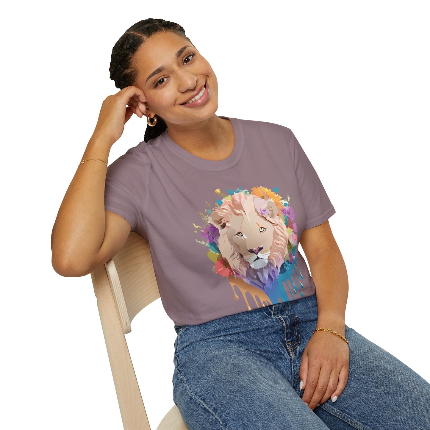 Lion Shirt, Shirt with Lion, Floral Lion Tee, Shirt with Animals