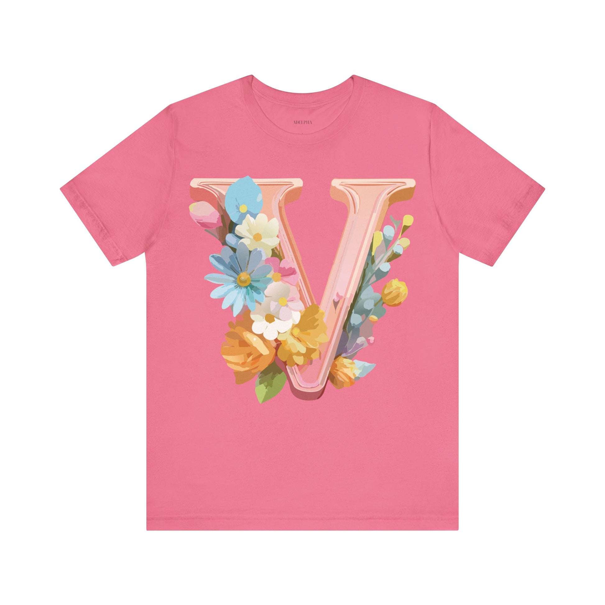 Natural Cotton Tee Shirt - Letters Collection - V Printify