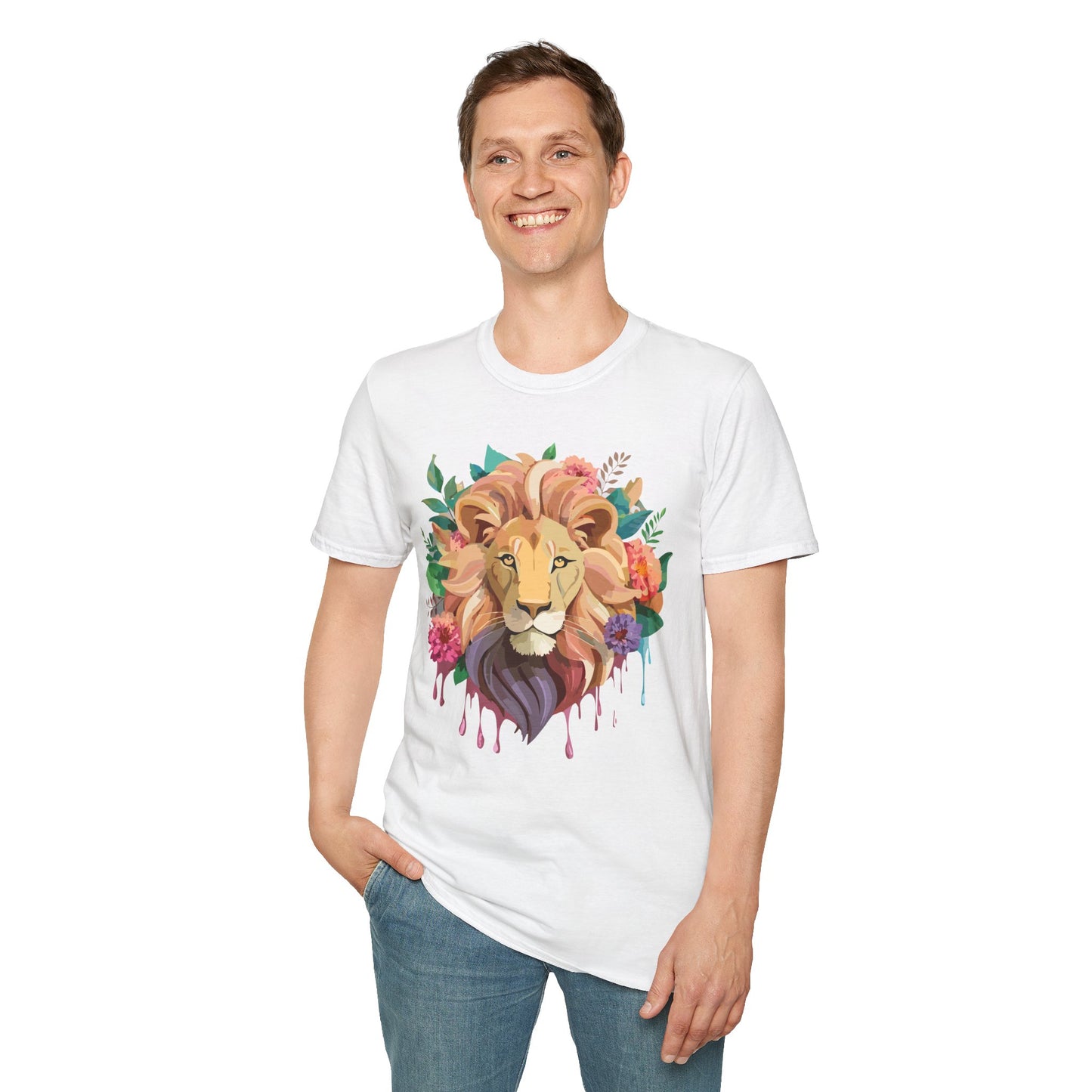 Lion Shirt, Shirt with Lion, Floral Lion Tee, Shirt with Animals
