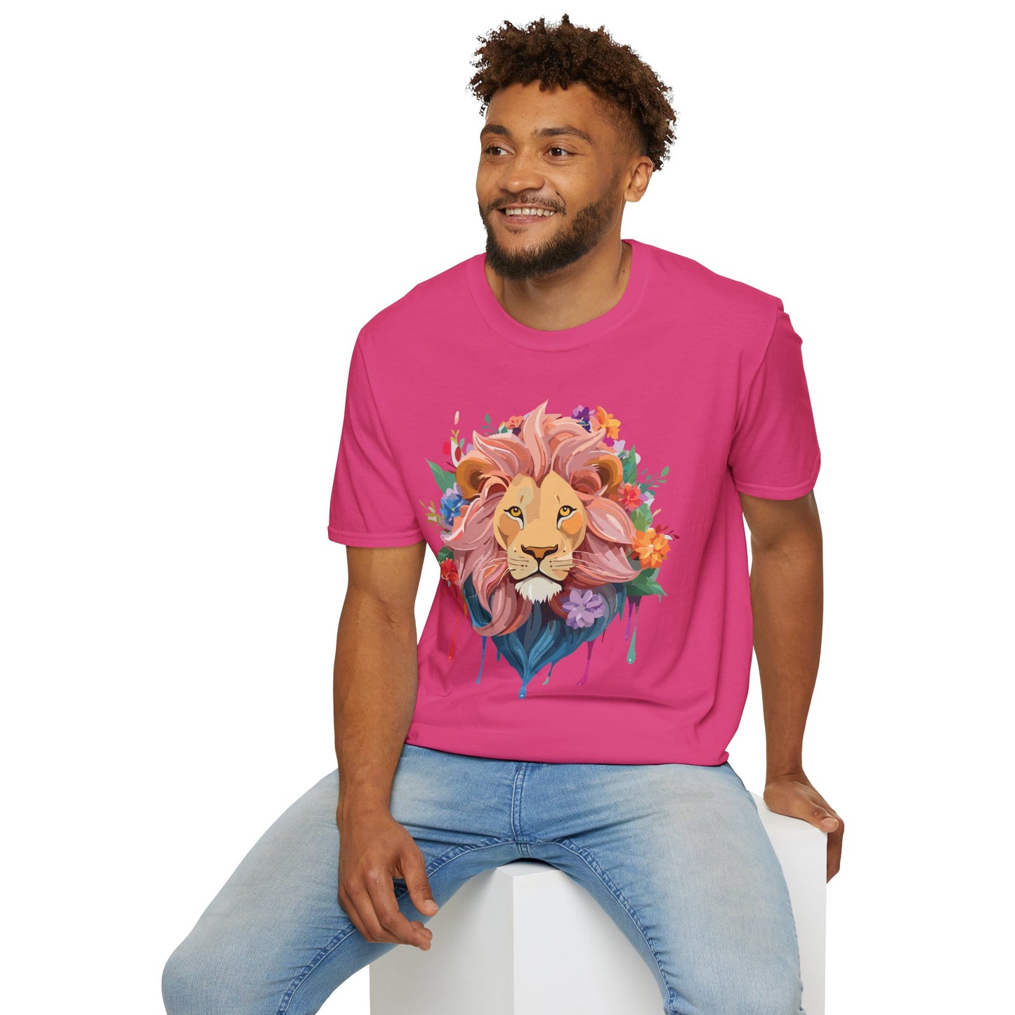 Lion Shirt, Shirt with Lion, Floral Lion Tee, Shirt with Animals