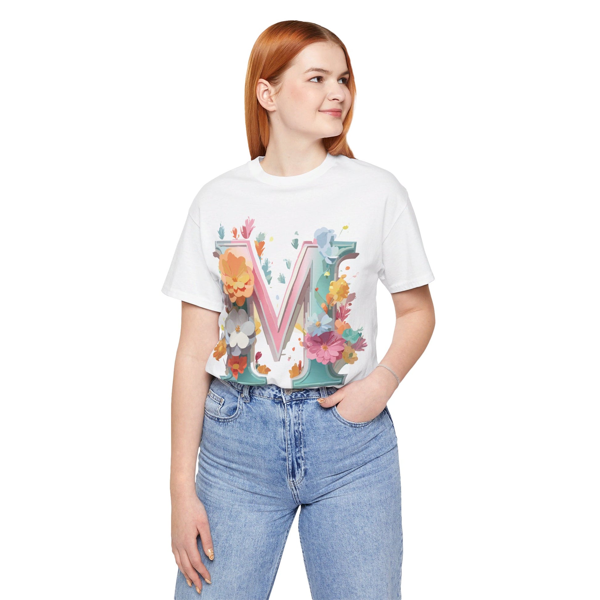 Natural Cotton Tee Shirt - Letters Collection - M Printify