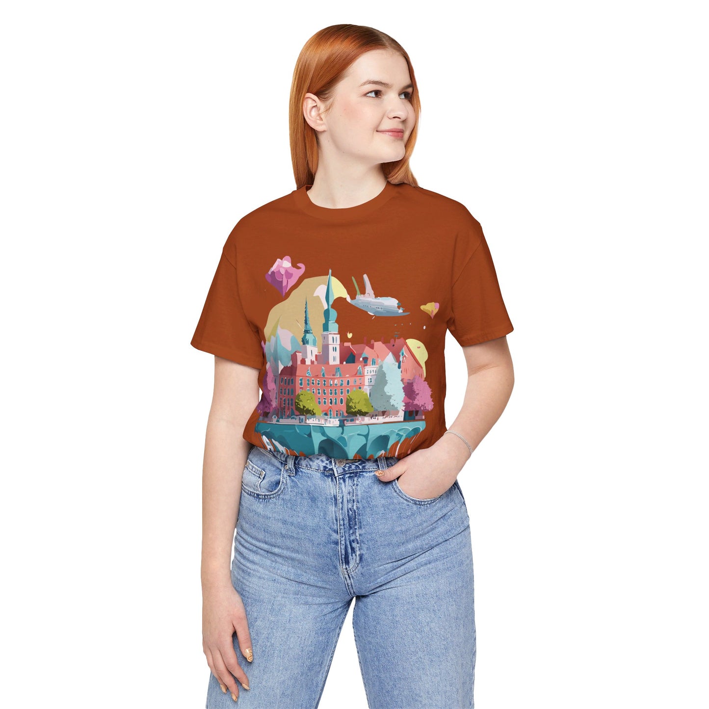 Natural Cotton Tee Shirt - Beautiful Places Collection - Warnemünde and Rostock - Germany Printify