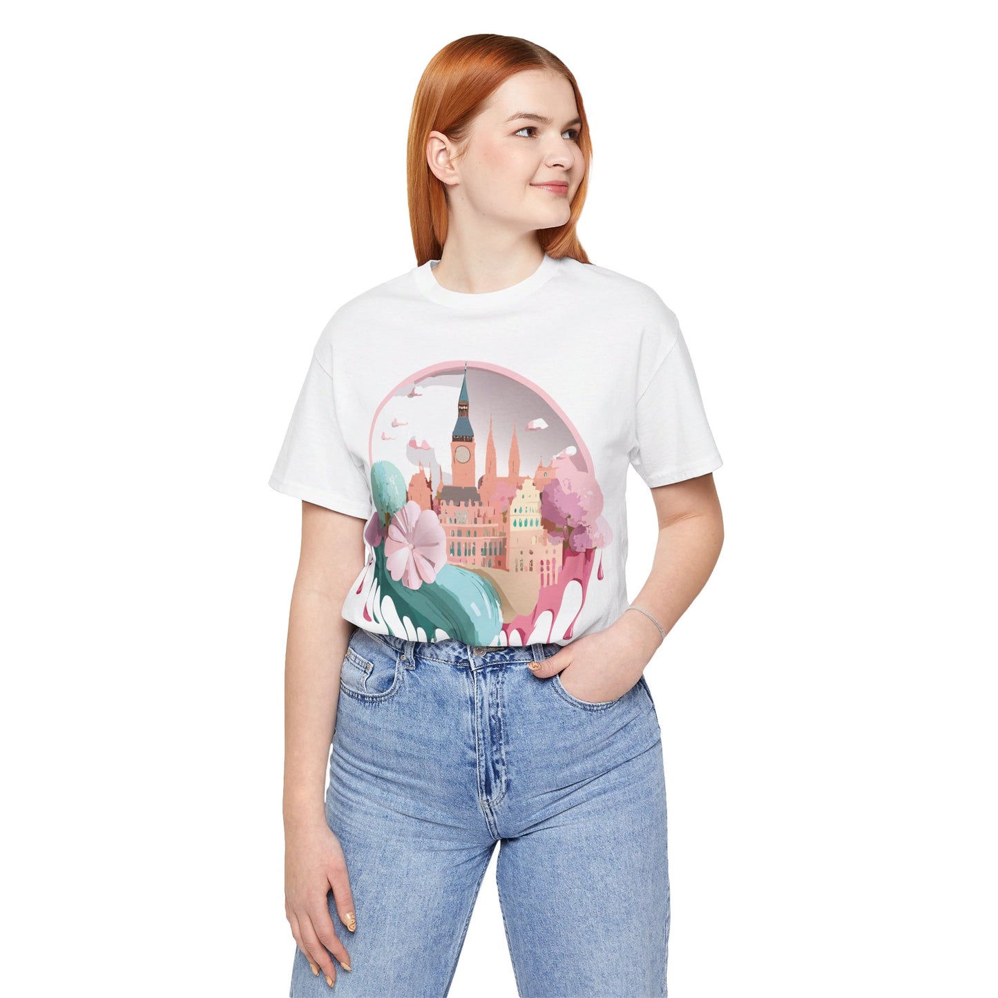 Natural Cotton Tee Shirt - Beautiful Places Collection - Prague Printify