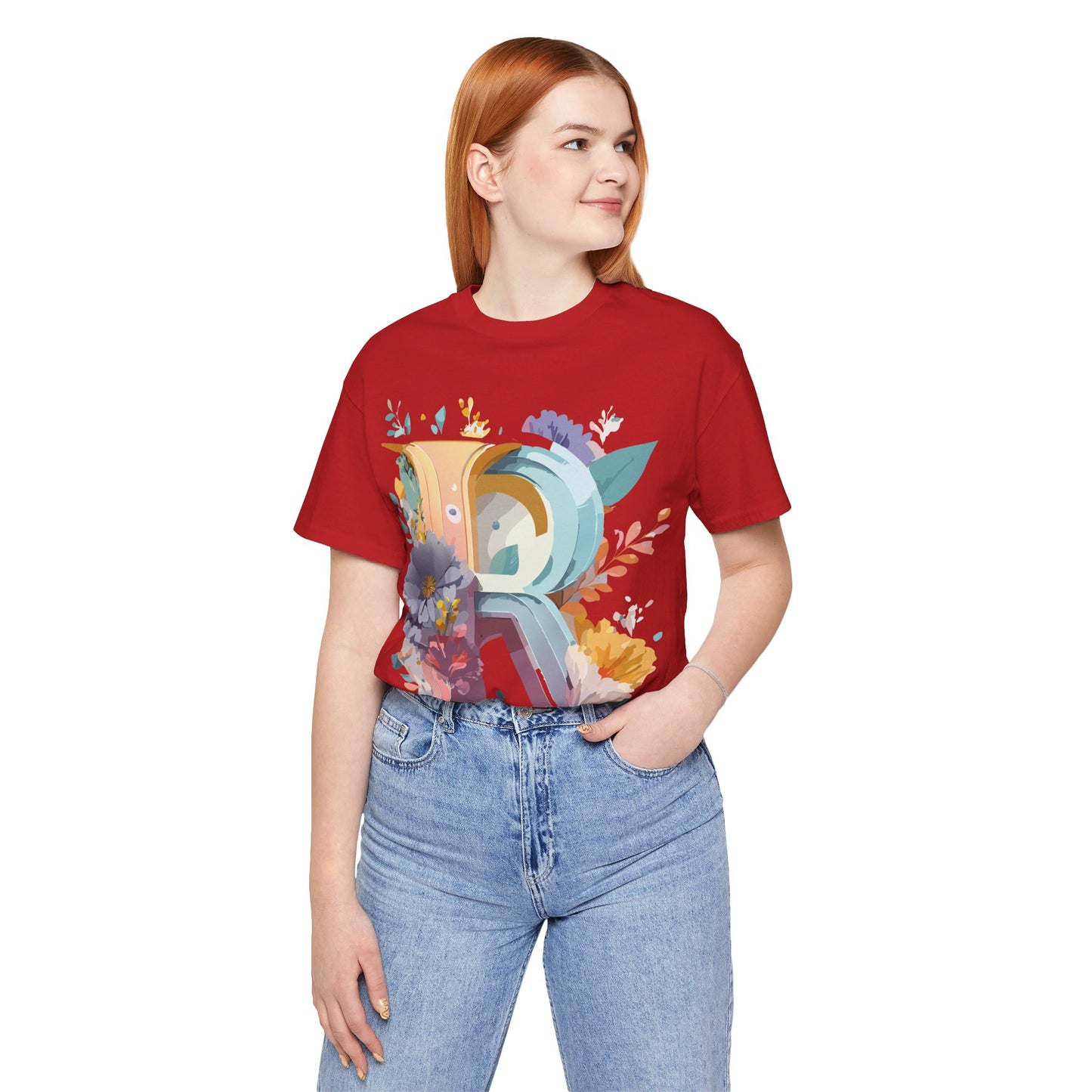 Natural Cotton Tee Shirt - Letters Collection - R Printify