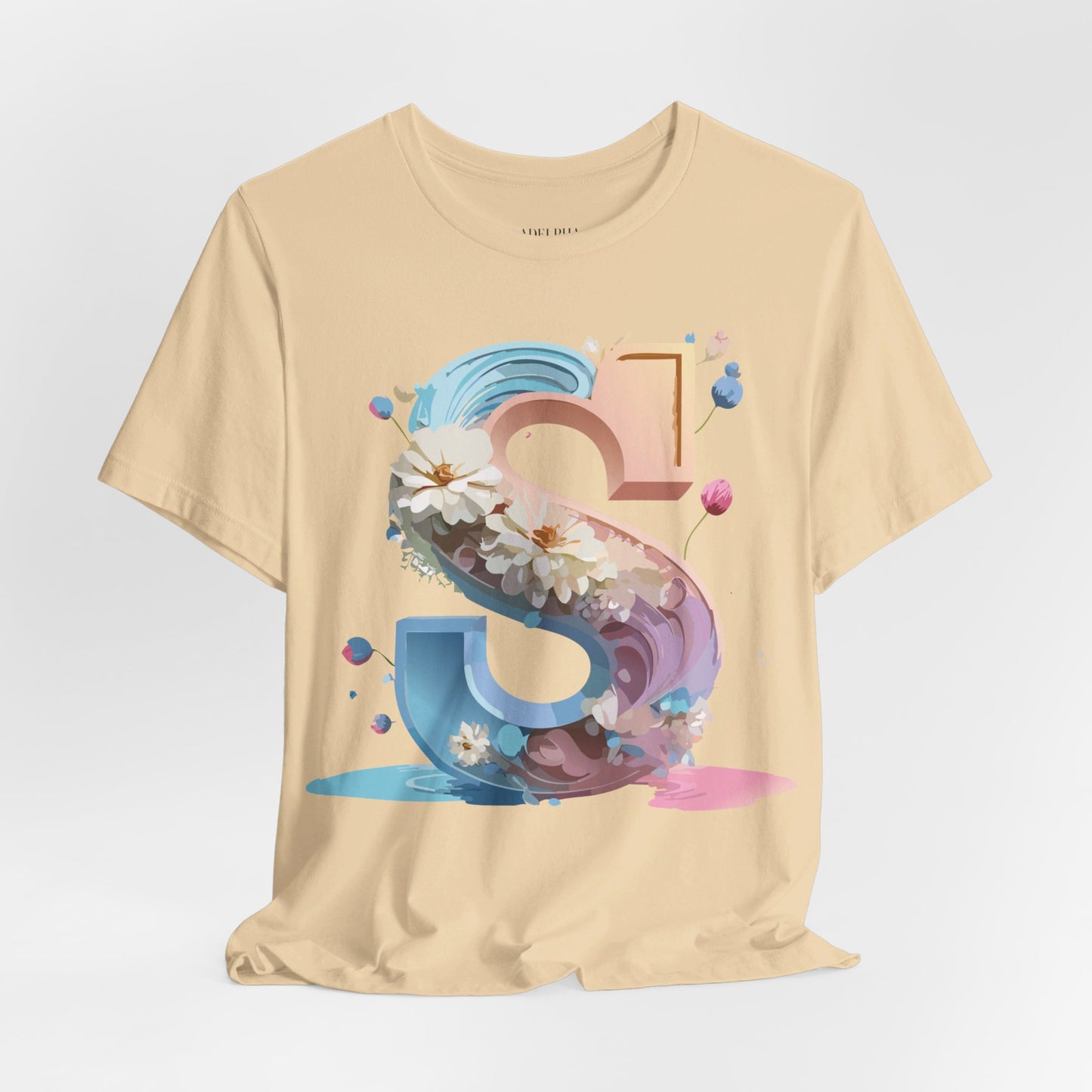 Natural Cotton Tee Shirt - Letters Collection - S Printify