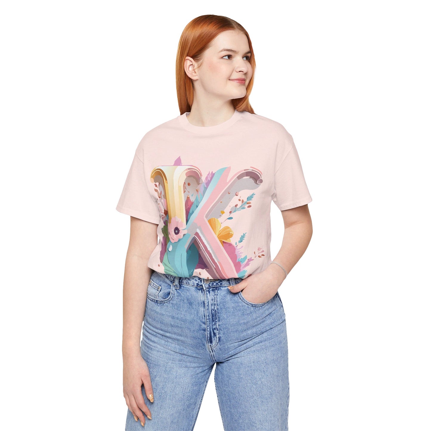 Natural Cotton Tee Shirt - Letters Collection - K Printify