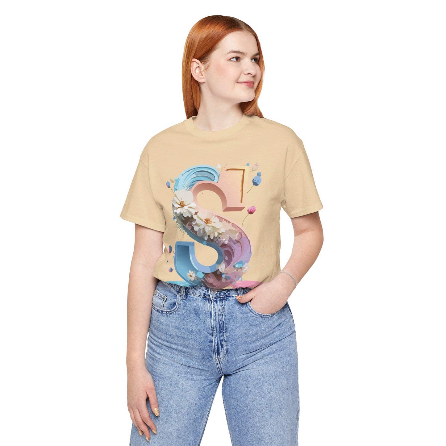 Natural Cotton Tee Shirt - Letters Collection - S Printify