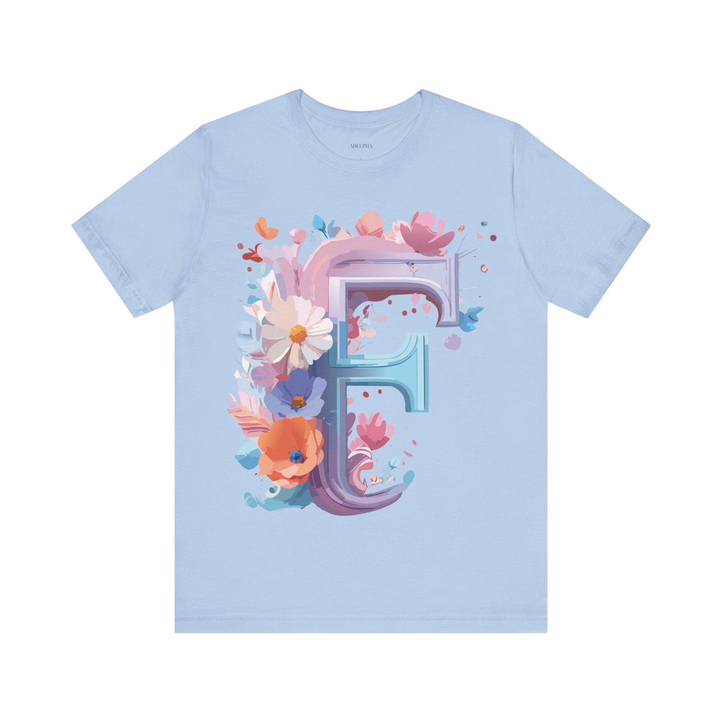 Natural Cotton Tee Shirt - Letters Collection - F Printify