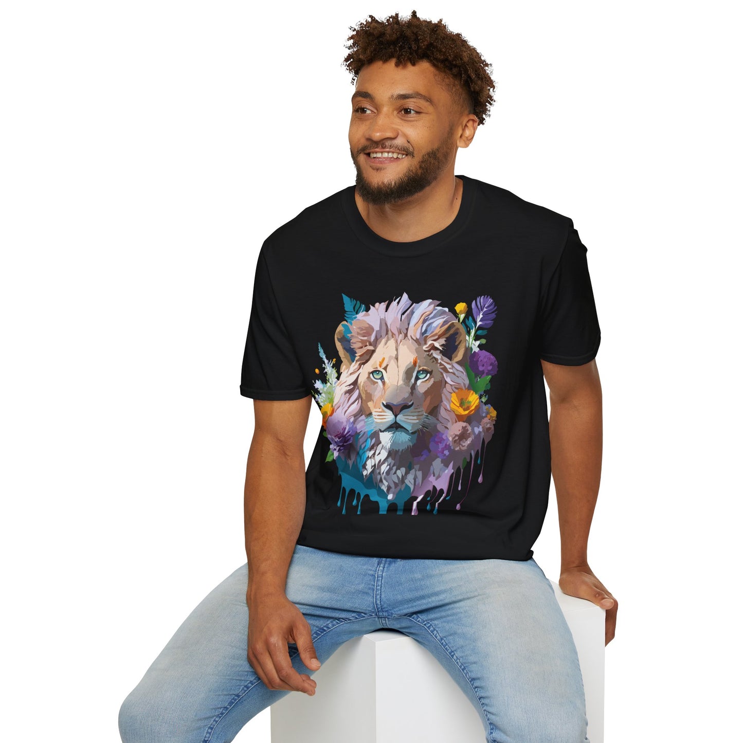 Lion Shirt, Shirt with Lion, Floral Lion Tee, Shirt with Animals