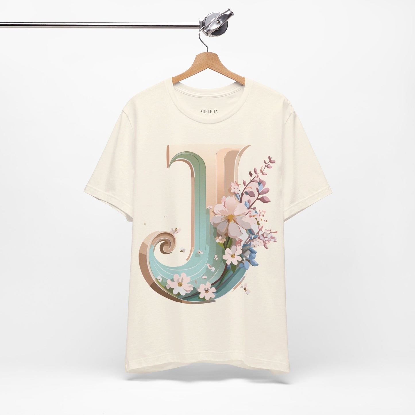 Natural Cotton Tee Shirt - Letters Collection - J Printify