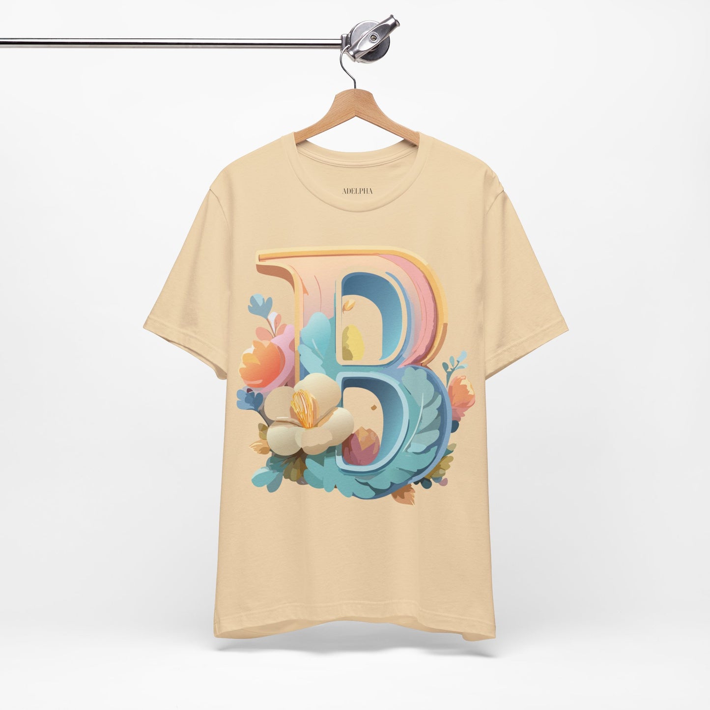 Natural Cotton Tee Shirt - Letters Collection - B Printify