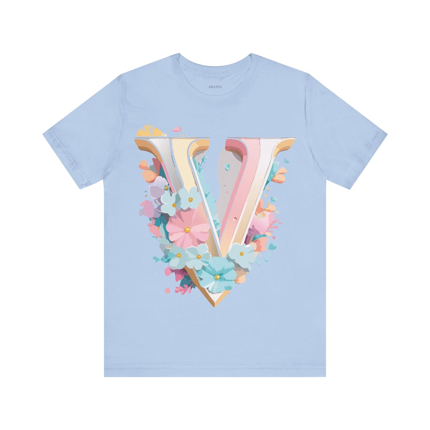 Natural Cotton Tee Shirt - Letters Collection - V Printify