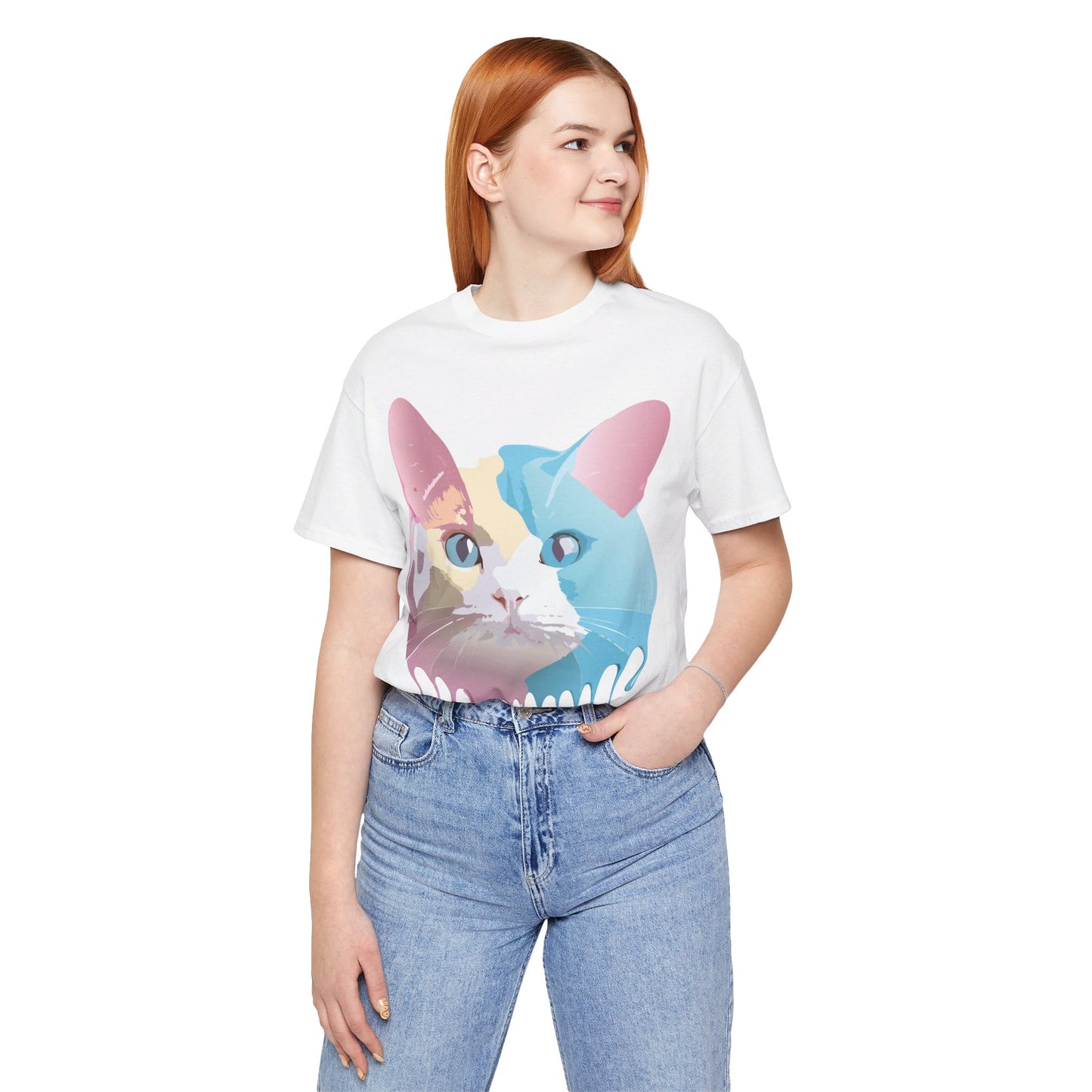 Natural Cotton Tee Shirt with Cat Printify