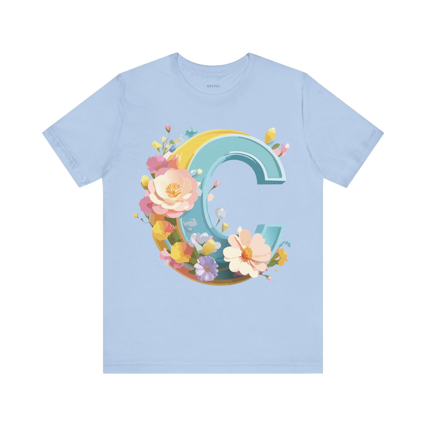 Natural Cotton Tee Shirt - Letters Collection - C Printify