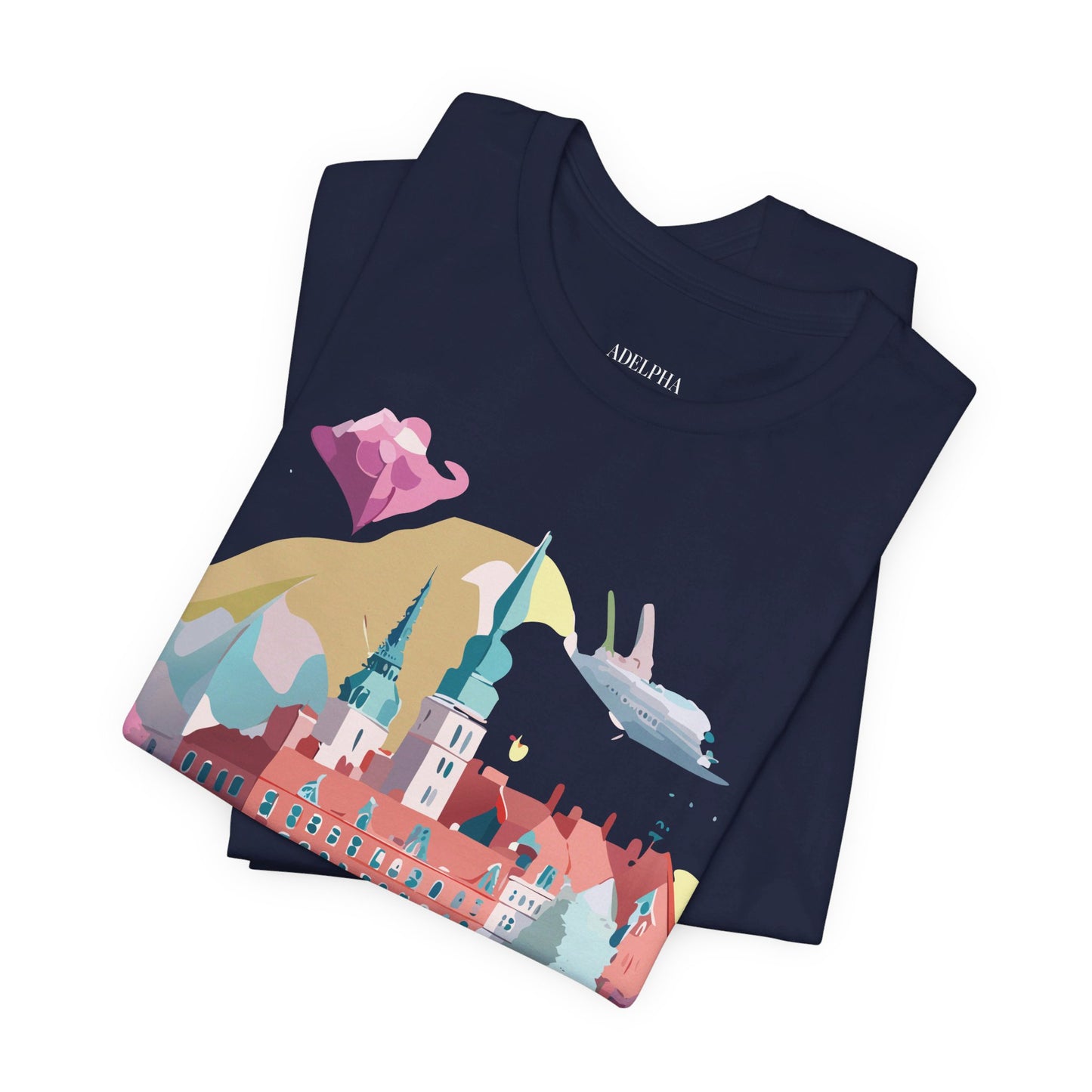 Natural Cotton Tee Shirt - Beautiful Places Collection - Warnemünde and Rostock - Germany Printify