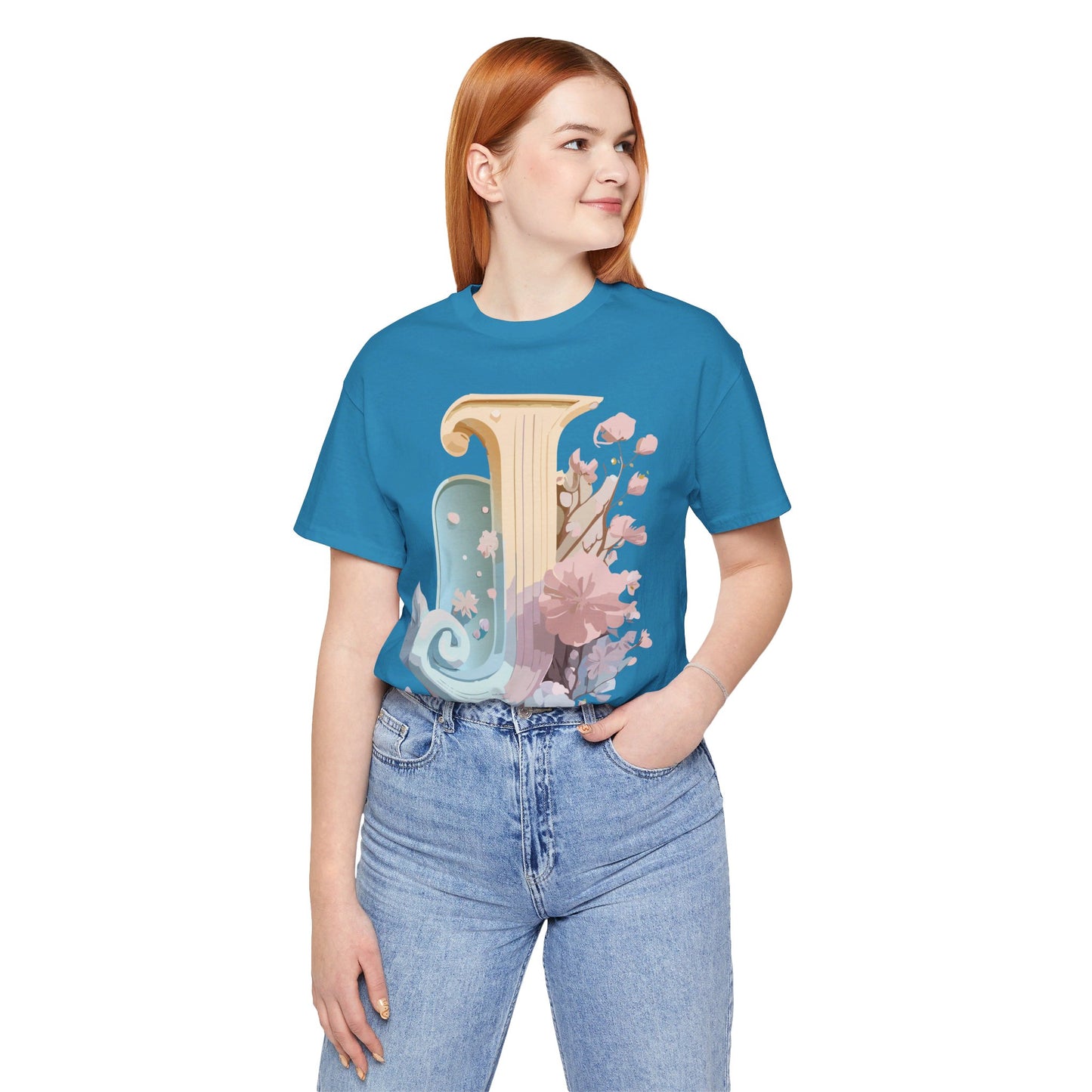 Natural Cotton Tee Shirt - Letters Collection - J Printify