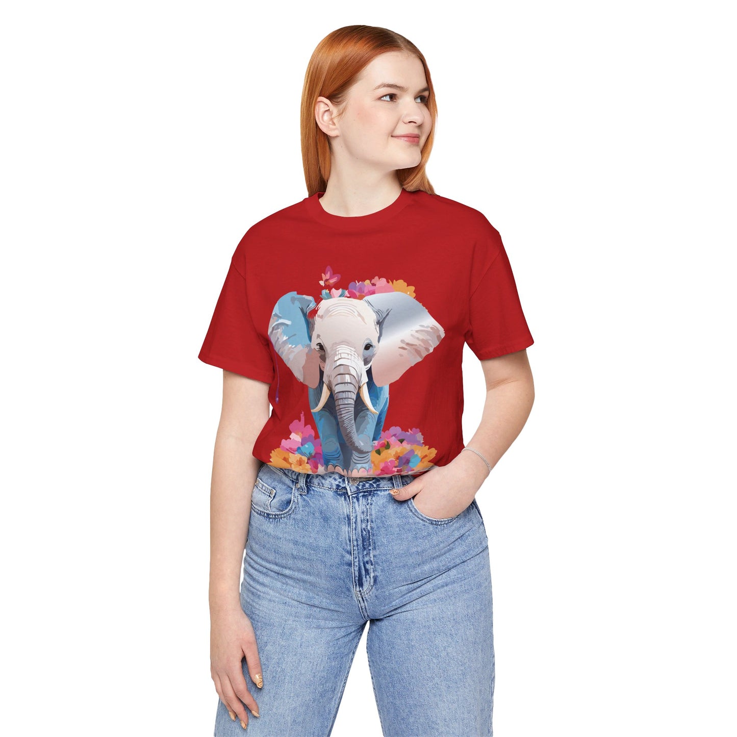 Natural Cotton Tee Shirt with Elephant Printify