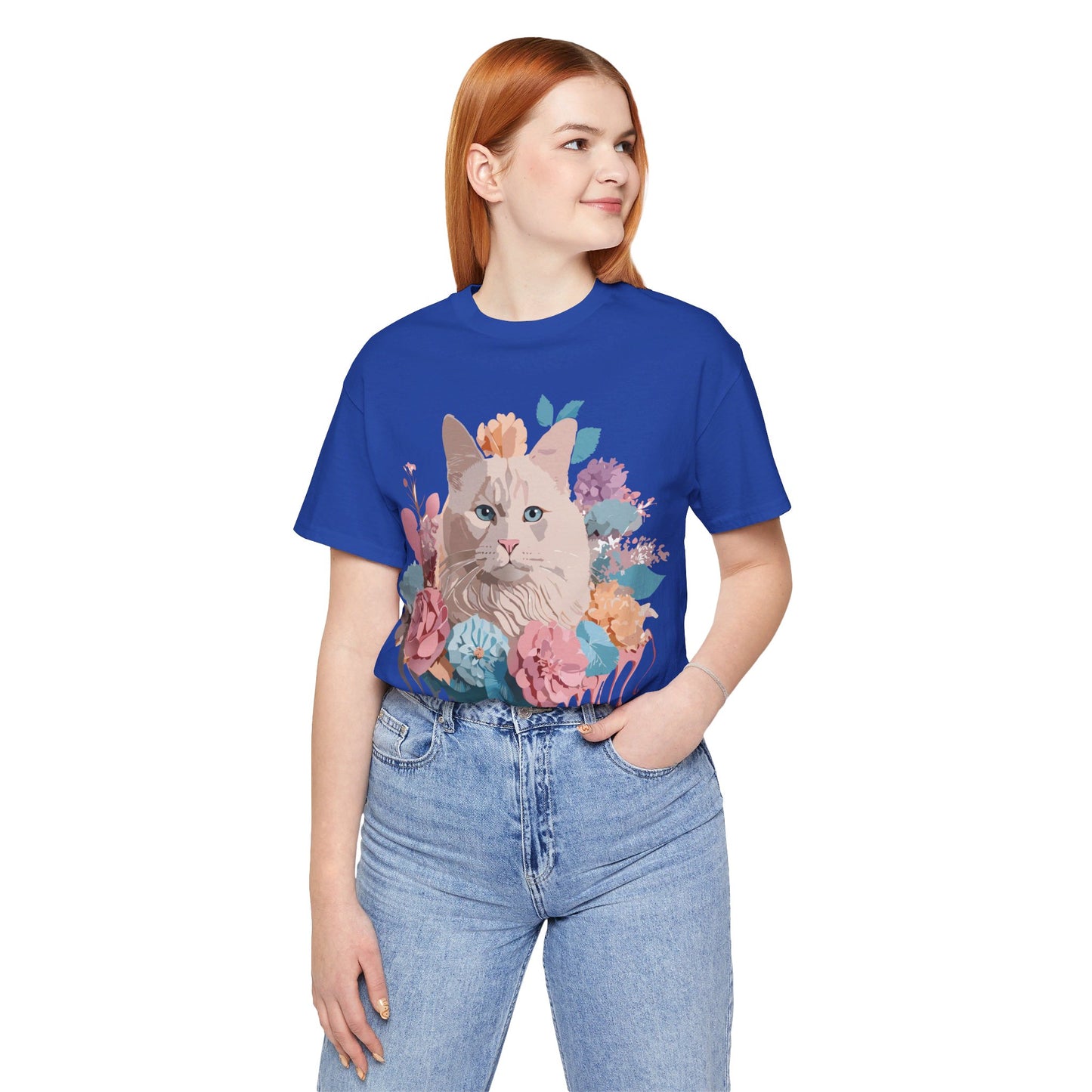 Natural Cotton Tee Shirt with Cat Printify