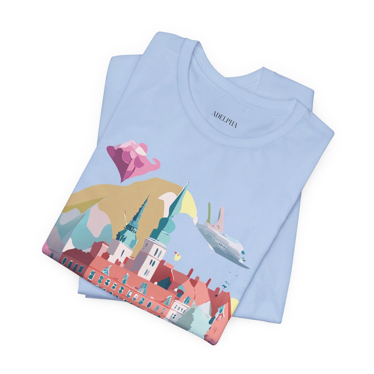 Natural Cotton Tee Shirt - Beautiful Places Collection - Warnemünde and Rostock - Germany Printify