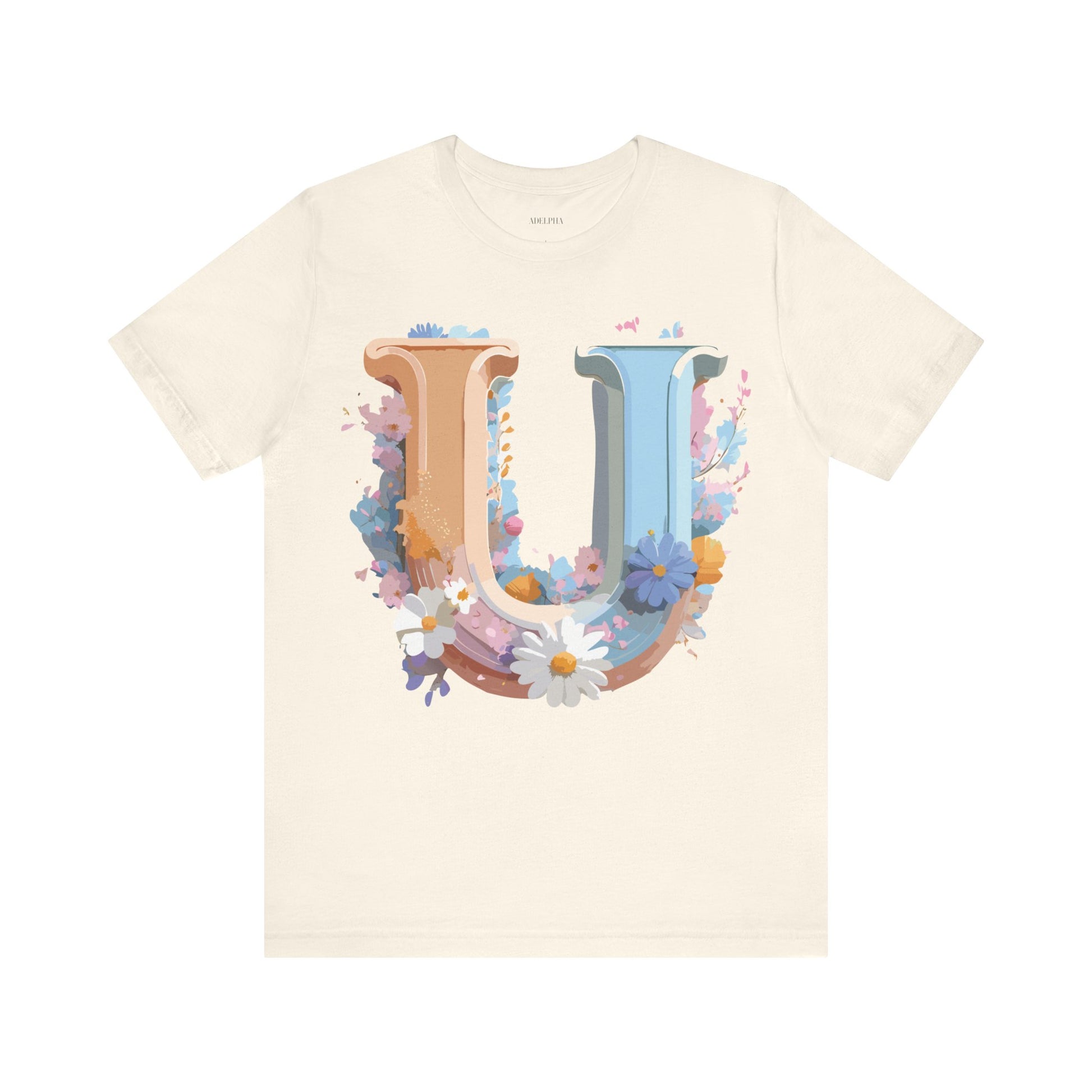 Natural Cotton Tee Shirt - Letters Collection - U Printify