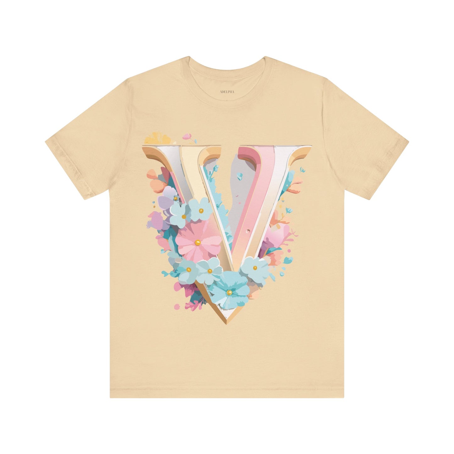 Natural Cotton Tee Shirt - Letters Collection - V Printify