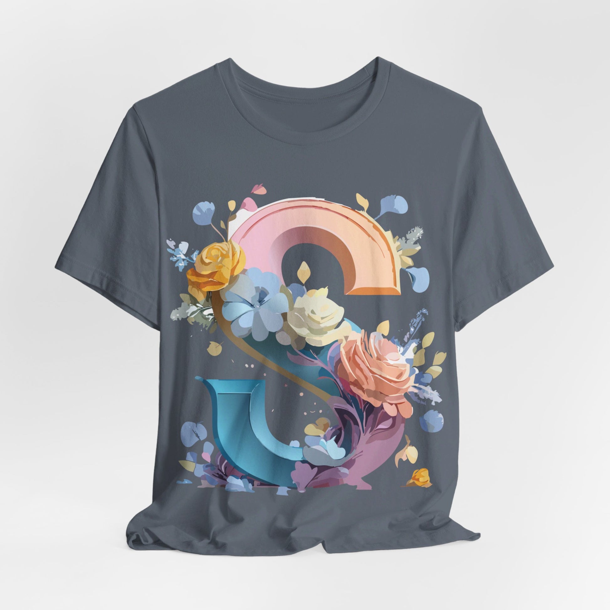 Natural Cotton Tee Shirt - Letters Collection - S Printify