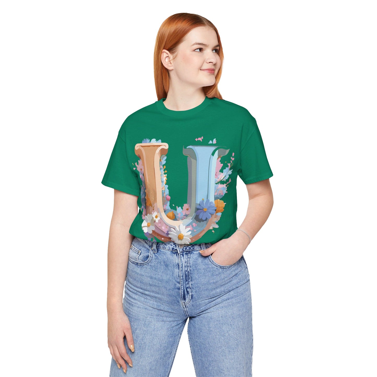 Natural Cotton Tee Shirt - Letters Collection - U Printify