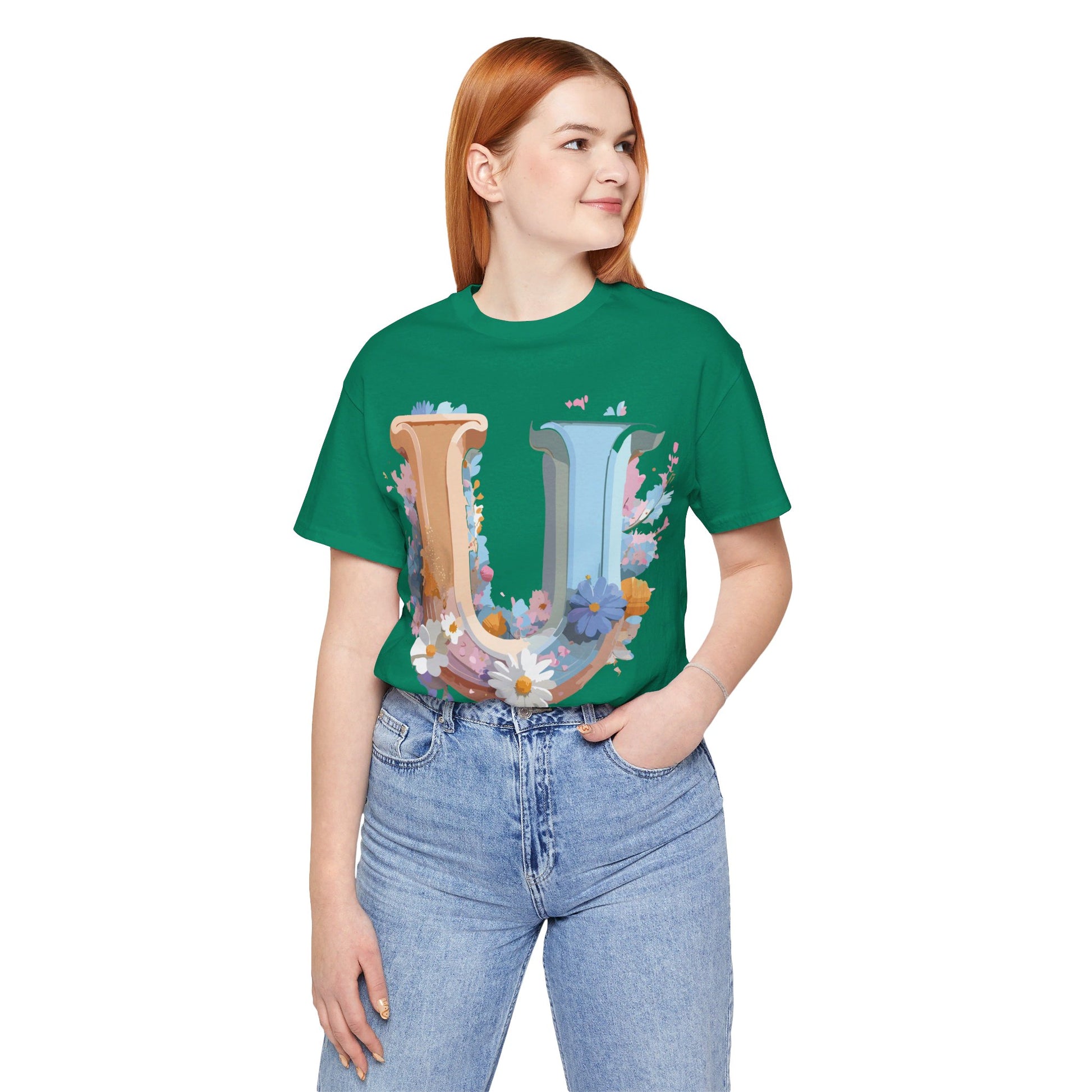 Natural Cotton Tee Shirt - Letters Collection - U Printify